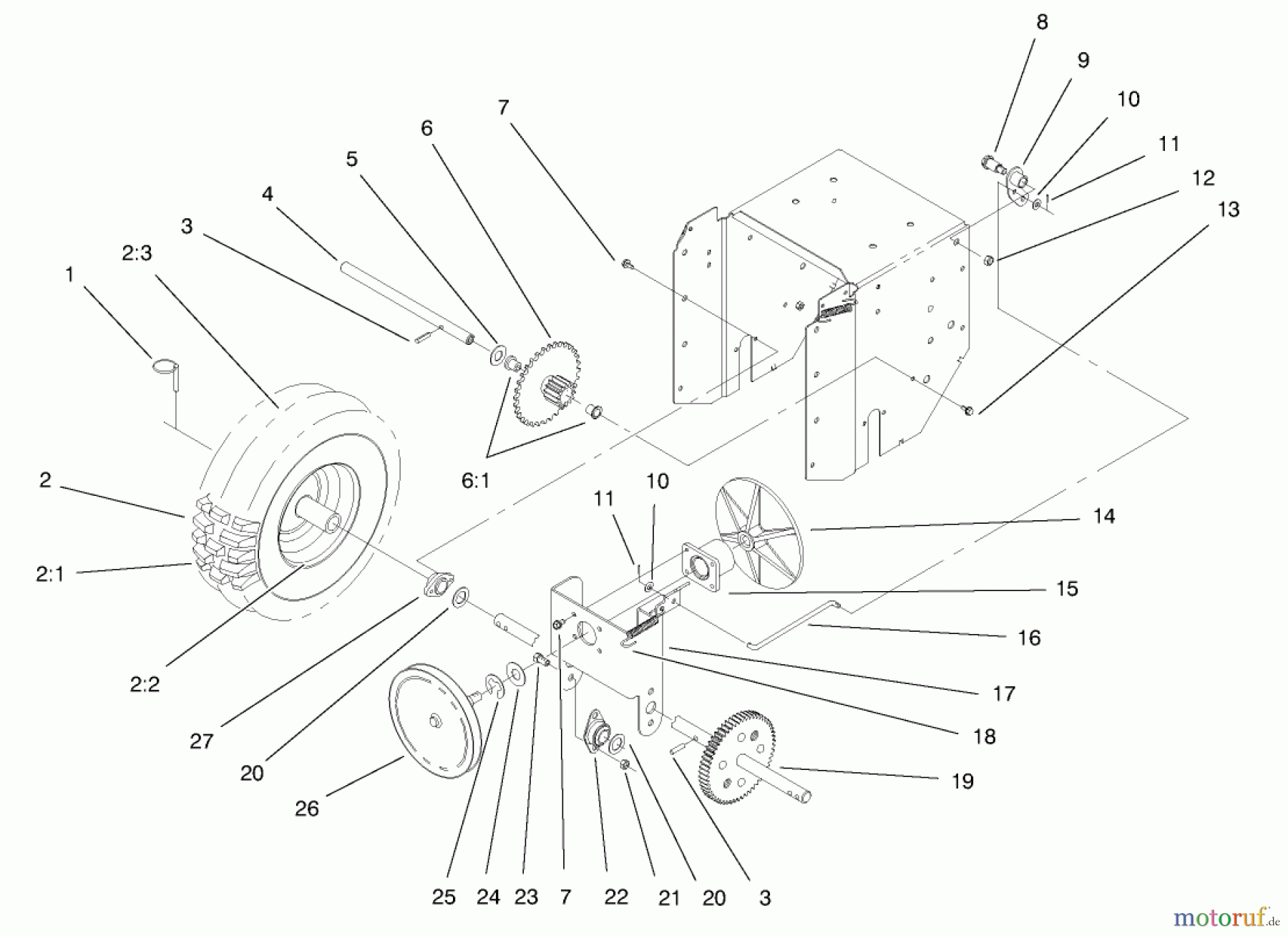  Toro Neu Snow Blowers/Snow Throwers Seite 1 38084 (824XL) - Toro 824XL Power Throw Snowthrower, 1997 (7900001-7999999) LOWER TRACTION ASSEMBLY