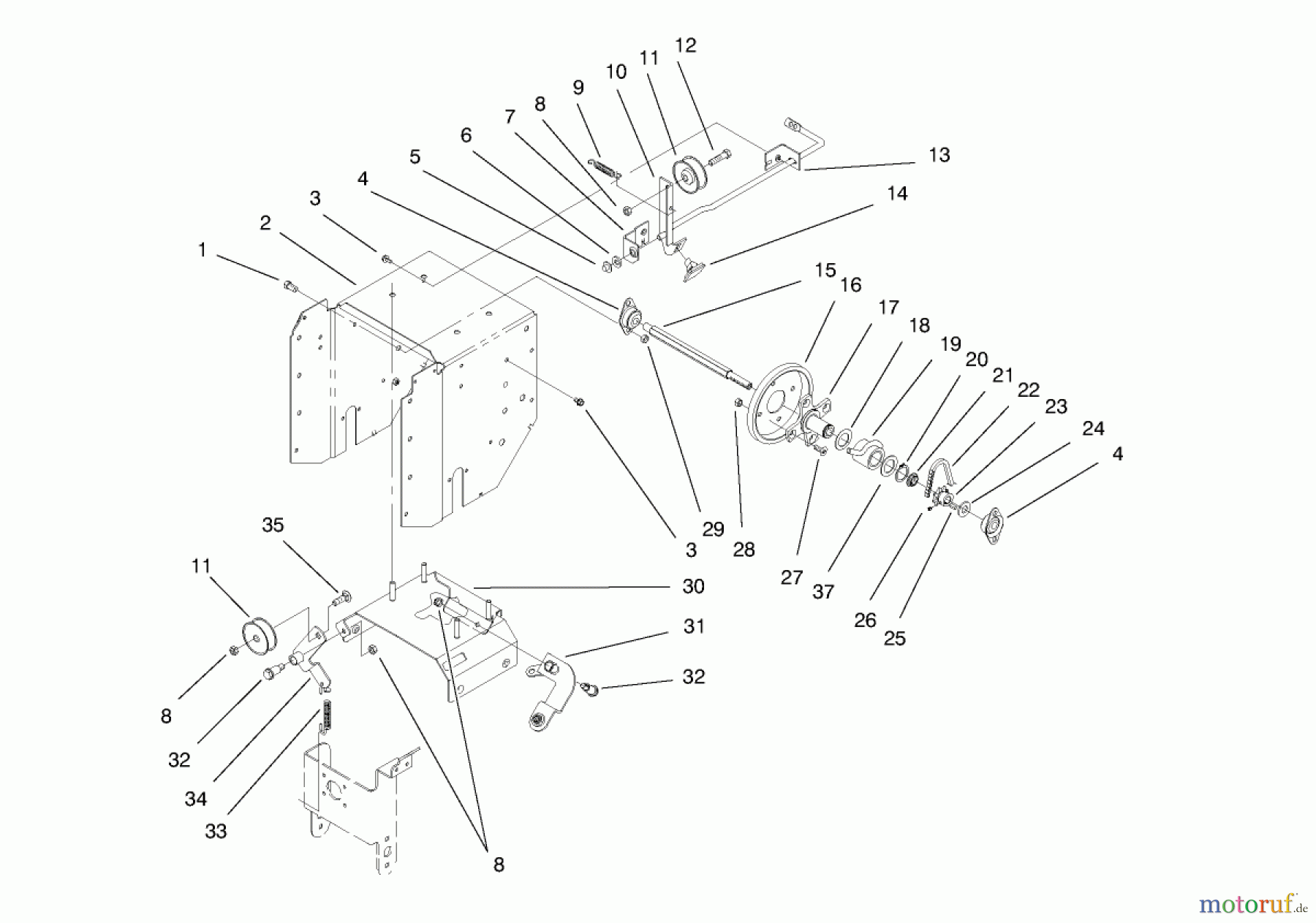 Toro Neu Snow Blowers/Snow Throwers Seite 1 38084 (824XL) - Toro 824XL Power Throw Snowthrower, 1998 (8900001-8999999) UPPER TRACTION ASSEMBLY