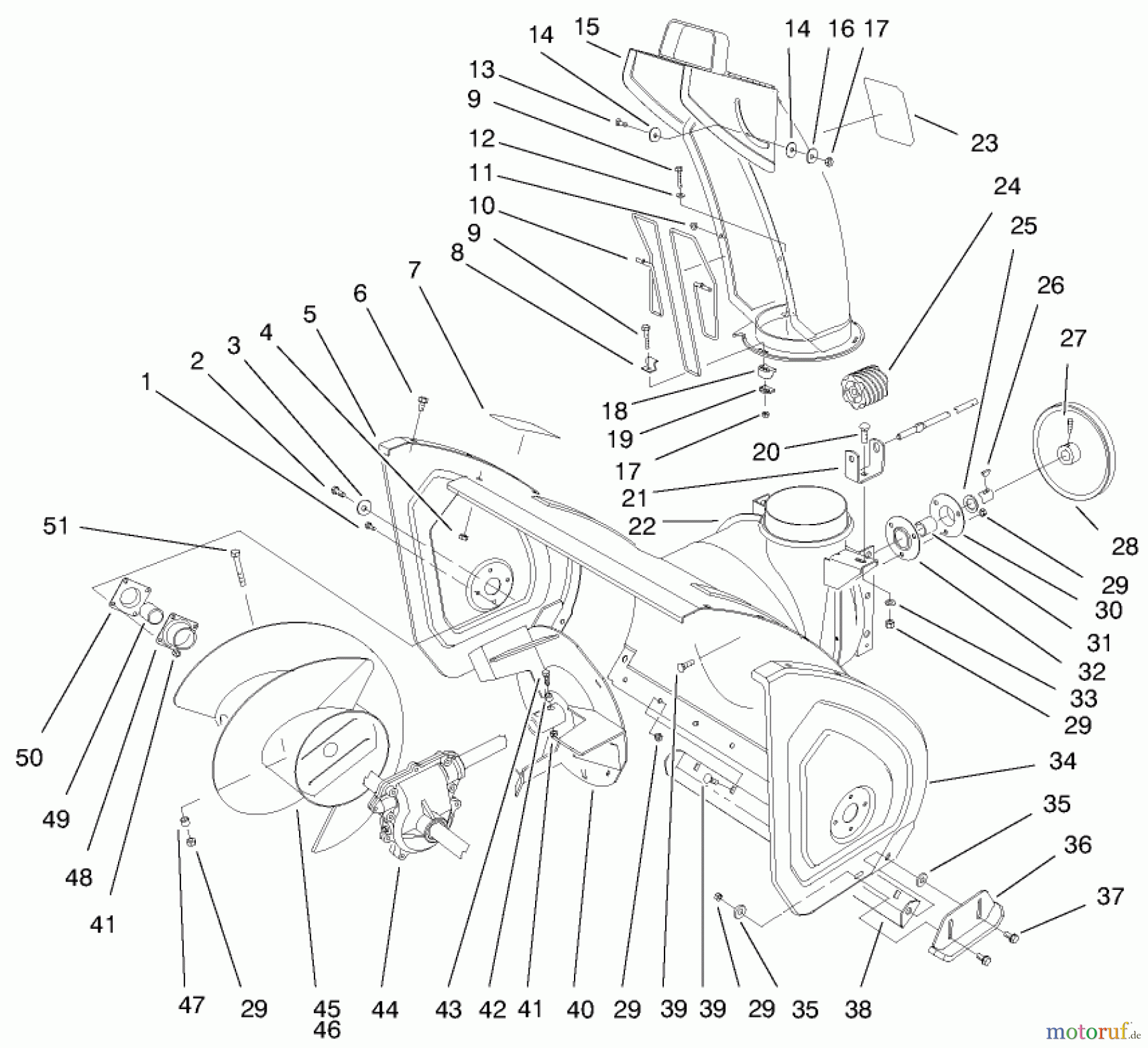 Toro Neu Snow Blowers/Snow Throwers Seite 1 38084 (824XL) - Toro 824XL Power Throw Snowthrower, 1999 (9900001-9999999) AUGER AND HOUSING ASSEMBLY