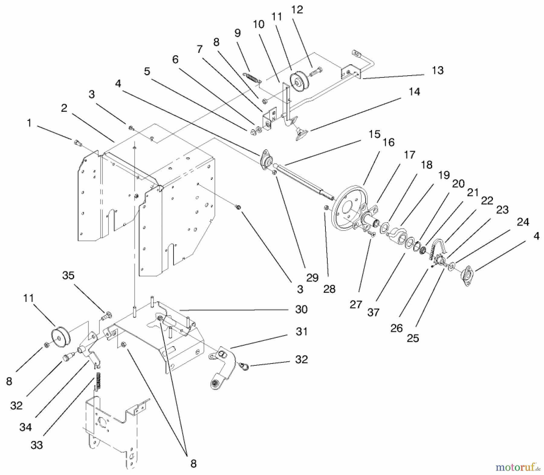 Toro Neu Snow Blowers/Snow Throwers Seite 1 38084 (824XL) - Toro 824XL Power Throw Snowthrower, 1999 (9900001-9999999) UPPER TRACTION ASSEMBLY