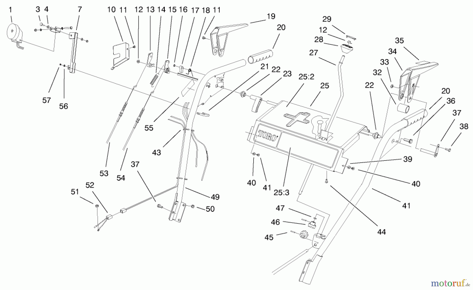 Toro Neu Snow Blowers/Snow Throwers Seite 1 38087 (1332) - Toro 1332 Power Shift Snowthrower, 2000 (200000001-200999999) HANDLE AND CONTROL ASSEMBLY