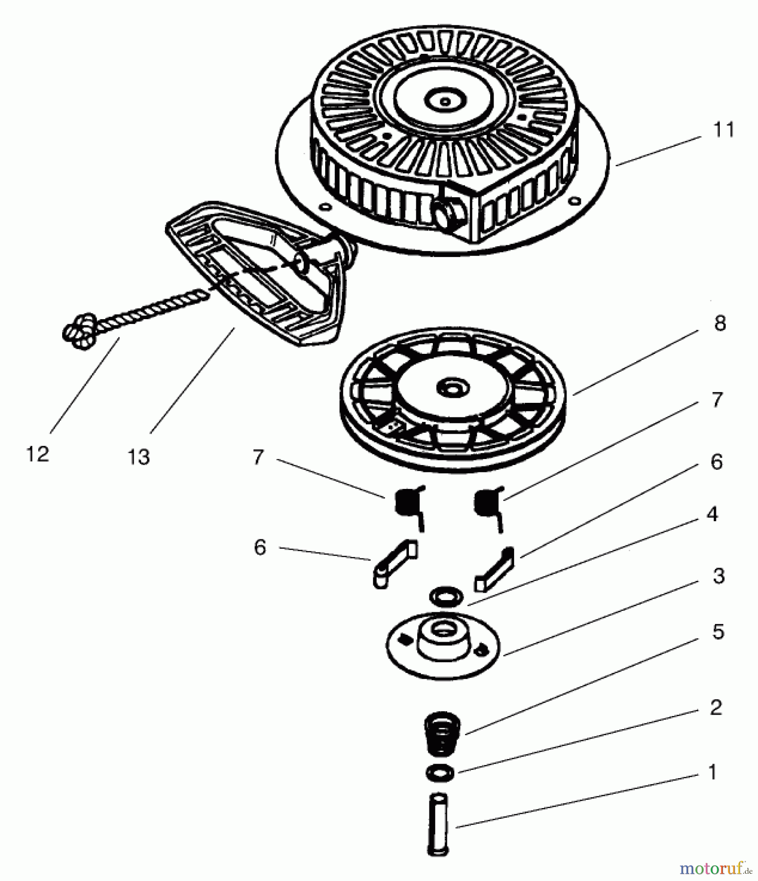 Toro Neu Snow Blowers/Snow Throwers Seite 1 38592 (1332) - Toro 1332 Power Shift Snowthrower, 2000 (200000001-200999999) RECOIL STARTER NO. 590733