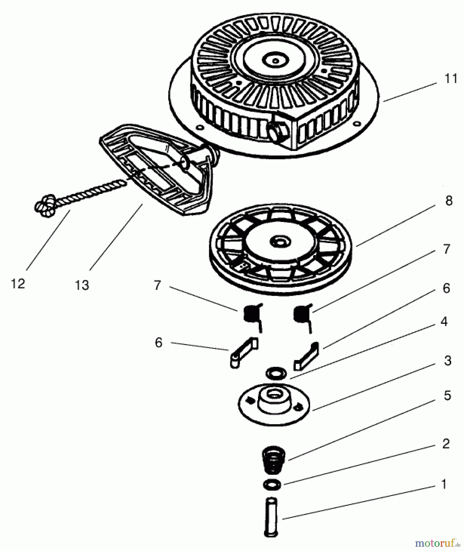 Toro Neu Snow Blowers/Snow Throwers Seite 1 38087 (1332) - Toro 1332 Power Shift Snowthrower, 2001 (210000001-210999999) RECOIL STARTER NO. 590733 (OPTIONAL)