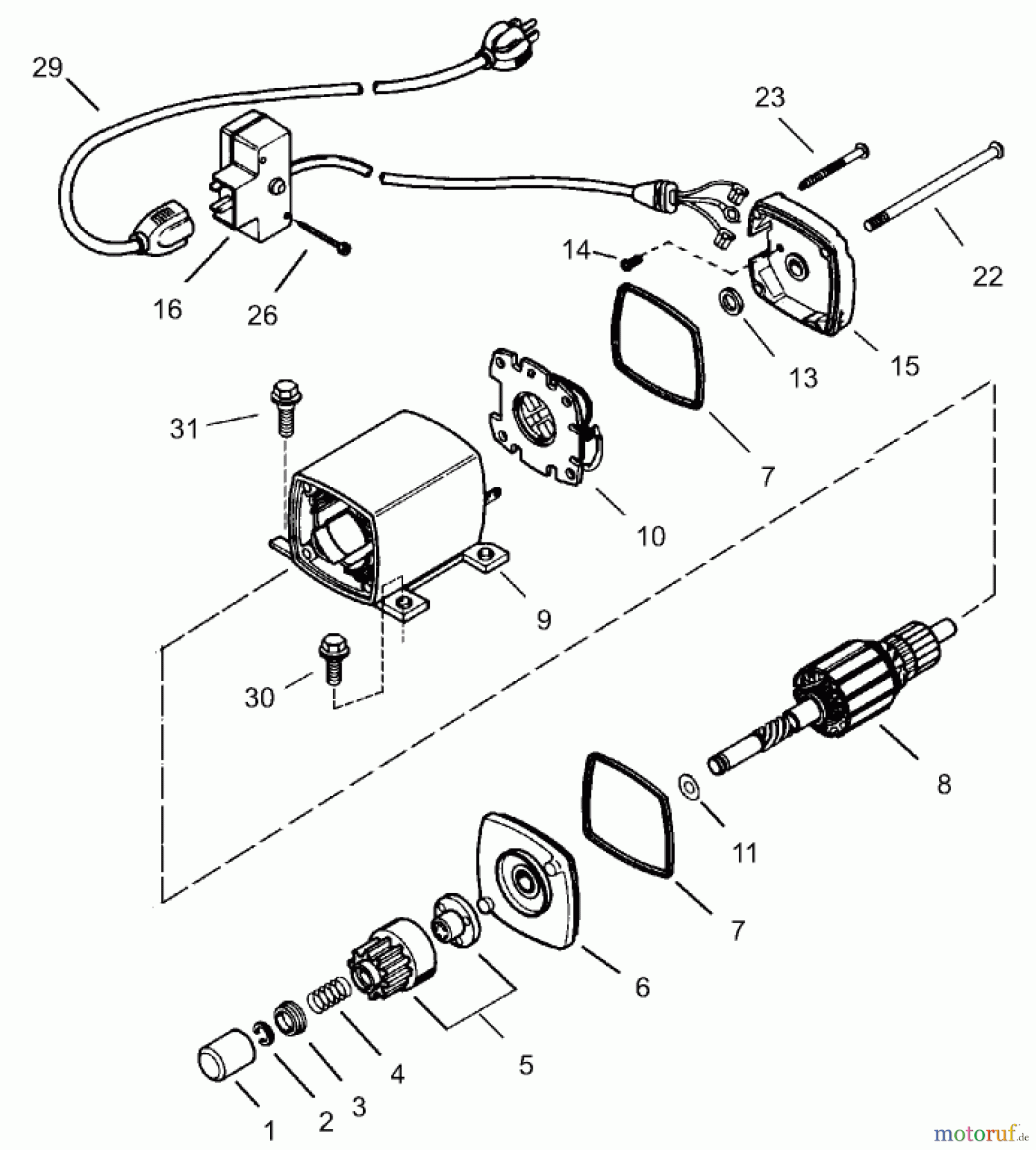 Toro Neu Snow Blowers/Snow Throwers Seite 1 38087 (1332) - Toro 1332 Power Shift Snowthrower, 2004 (240000001-240999999) ELECTRIC STARTER (110 VOLT) PART NO. 37105