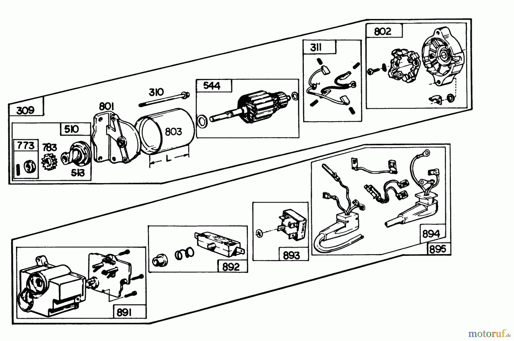  Toro Neu Snow Blowers/Snow Throwers Seite 1 38090 (1132) - Toro 1132 Snowthrower, 1979 (9000001-9999999) STARTER MOTOR KIT MODEL NO. 37-4630 (8 H.P. & 11 H.P. SNOWTHROWER MODEL 38150 & 38090)