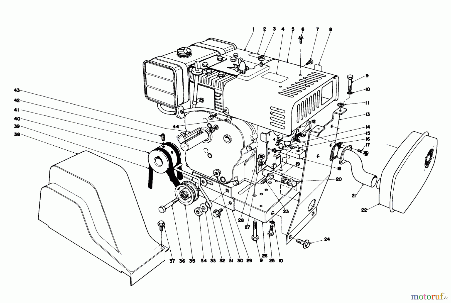 Toro Neu Snow Blowers/Snow Throwers Seite 1 38150 (826) - Toro 826 Snowthrower, 1980 (0000001-0999999) ENGINE ASSEMBLY (MODEL 38090)