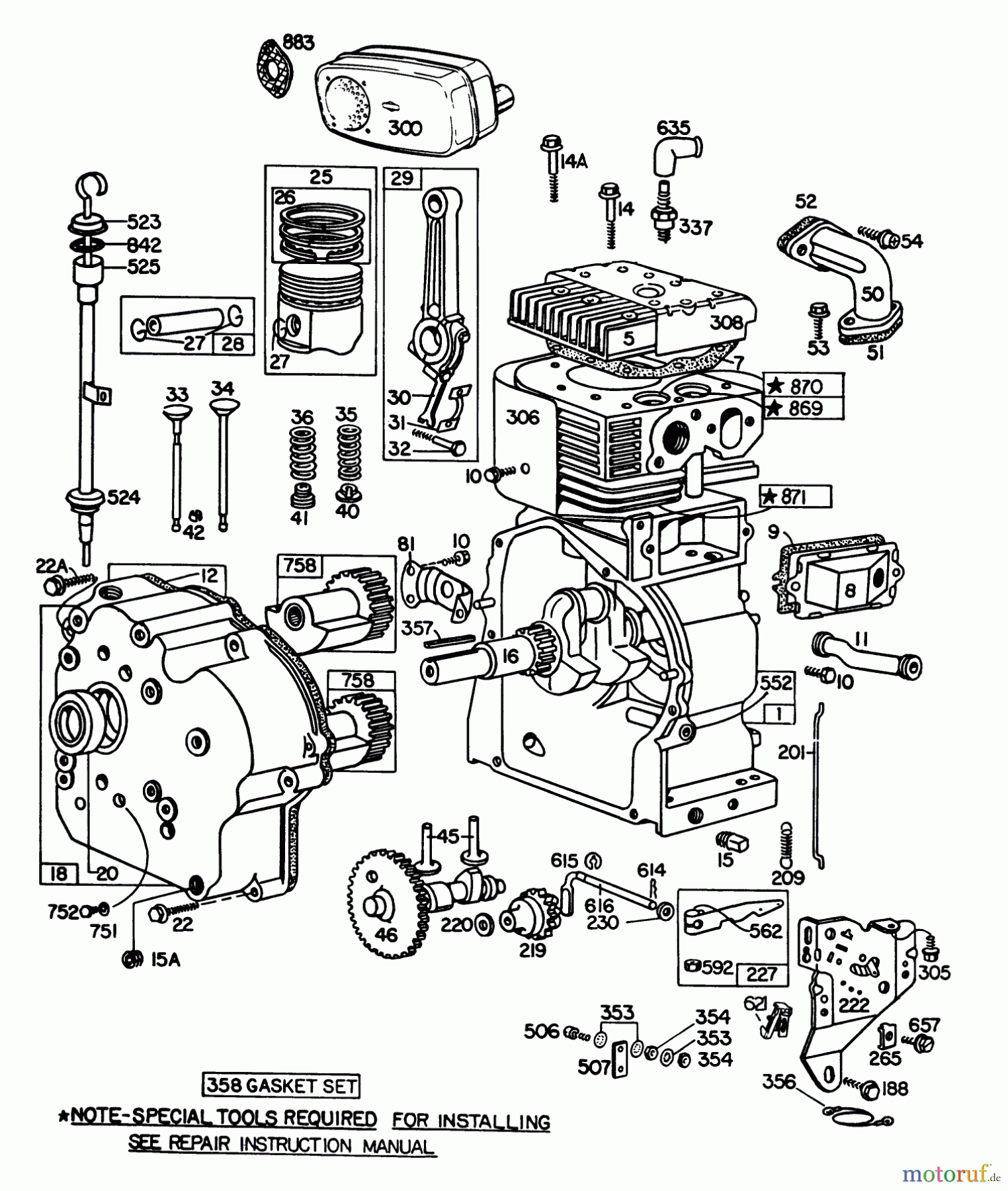 Toro Neu Snow Blowers/Snow Throwers Seite 1 38150 (826) - Toro 826 Snowthrower, 1980 (0000001-0999999) ENGINE BRIGGS & STRATTON MODEL NO. 252412 TYPE NO. 0191-01 (11 H.P. SNOWTHROWER MODEL 38090) #1
