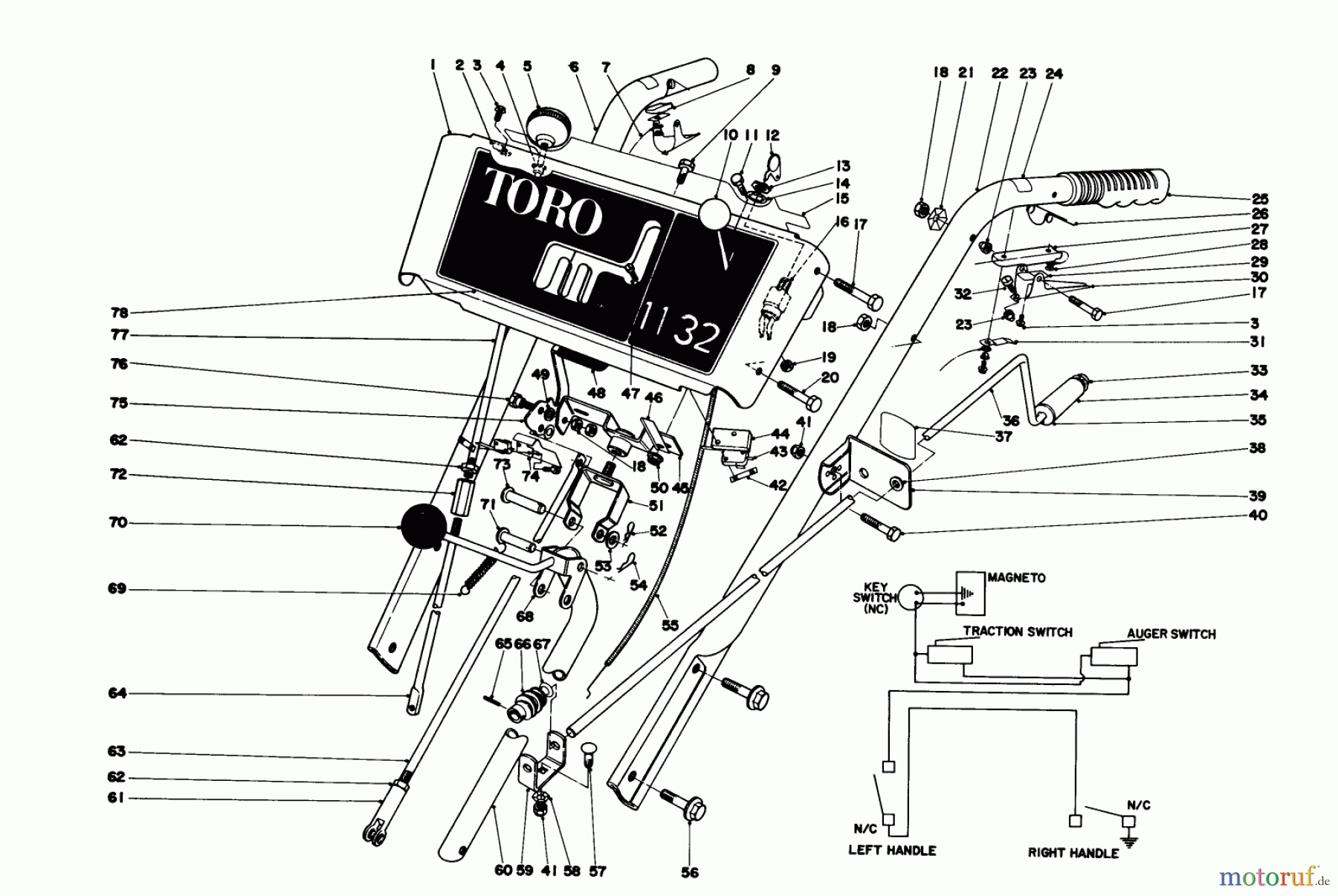 Toro Neu Snow Blowers/Snow Throwers Seite 1 38150 (826) - Toro 826 Snowthrower, 1980 (0000001-0999999) HANDLE ASSEMBLY