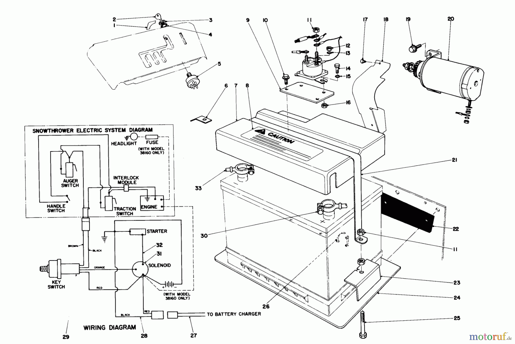 Toro Neu Snow Blowers/Snow Throwers Seite 1 38150 (826) - Toro 826 Snowthrower, 1981 (1000001-1999999) 12 VOLT STARTING MOTOR KIT 42-3370 (8 & 11 H.P. SNOWTHROWER MODEL 38150 & 38090)