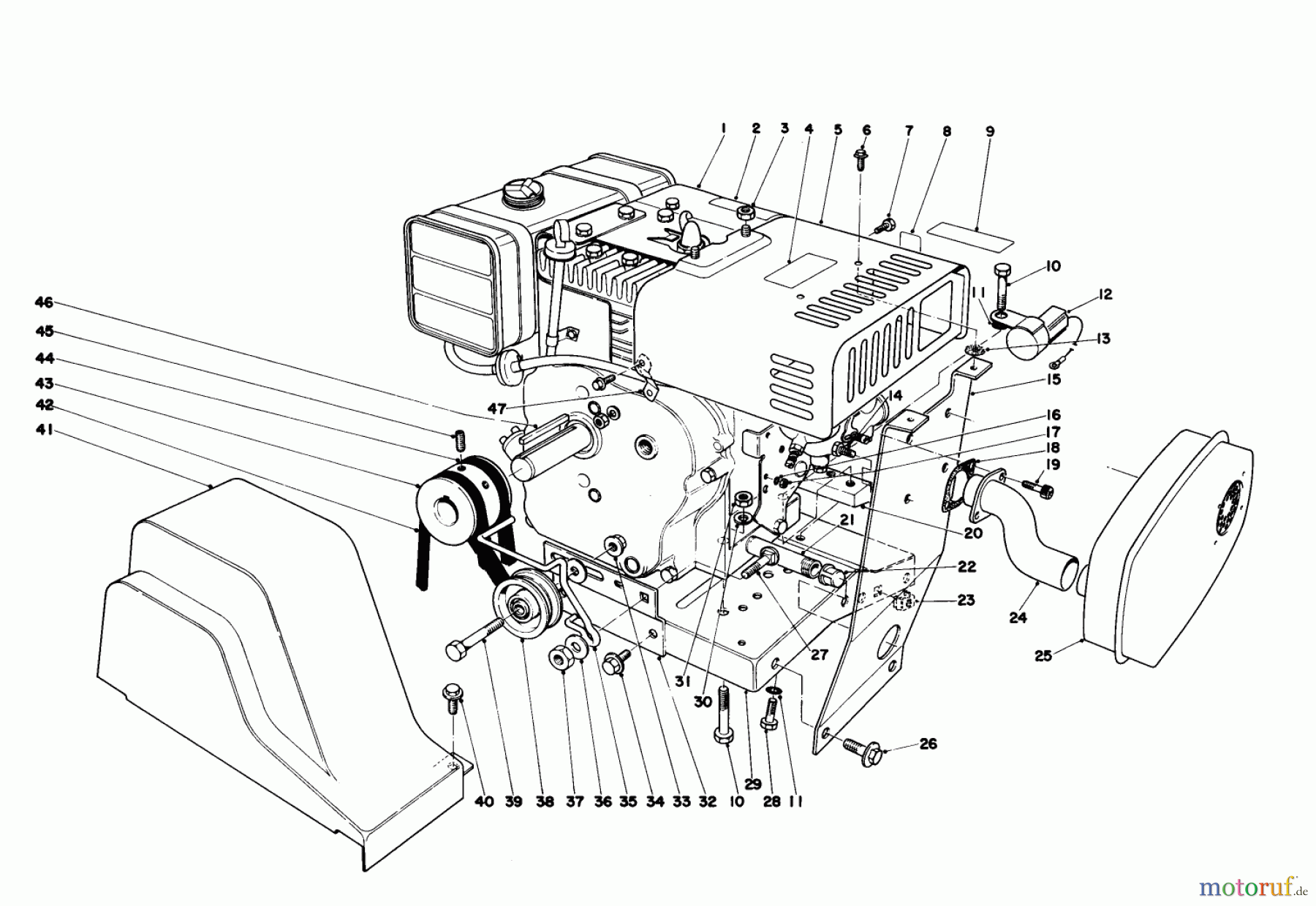 Toro Neu Snow Blowers/Snow Throwers Seite 1 38150 (826) - Toro 826 Snowthrower, 1981 (1000001-1999999) ENGINE ASSEMBLY (MODEL 38090)