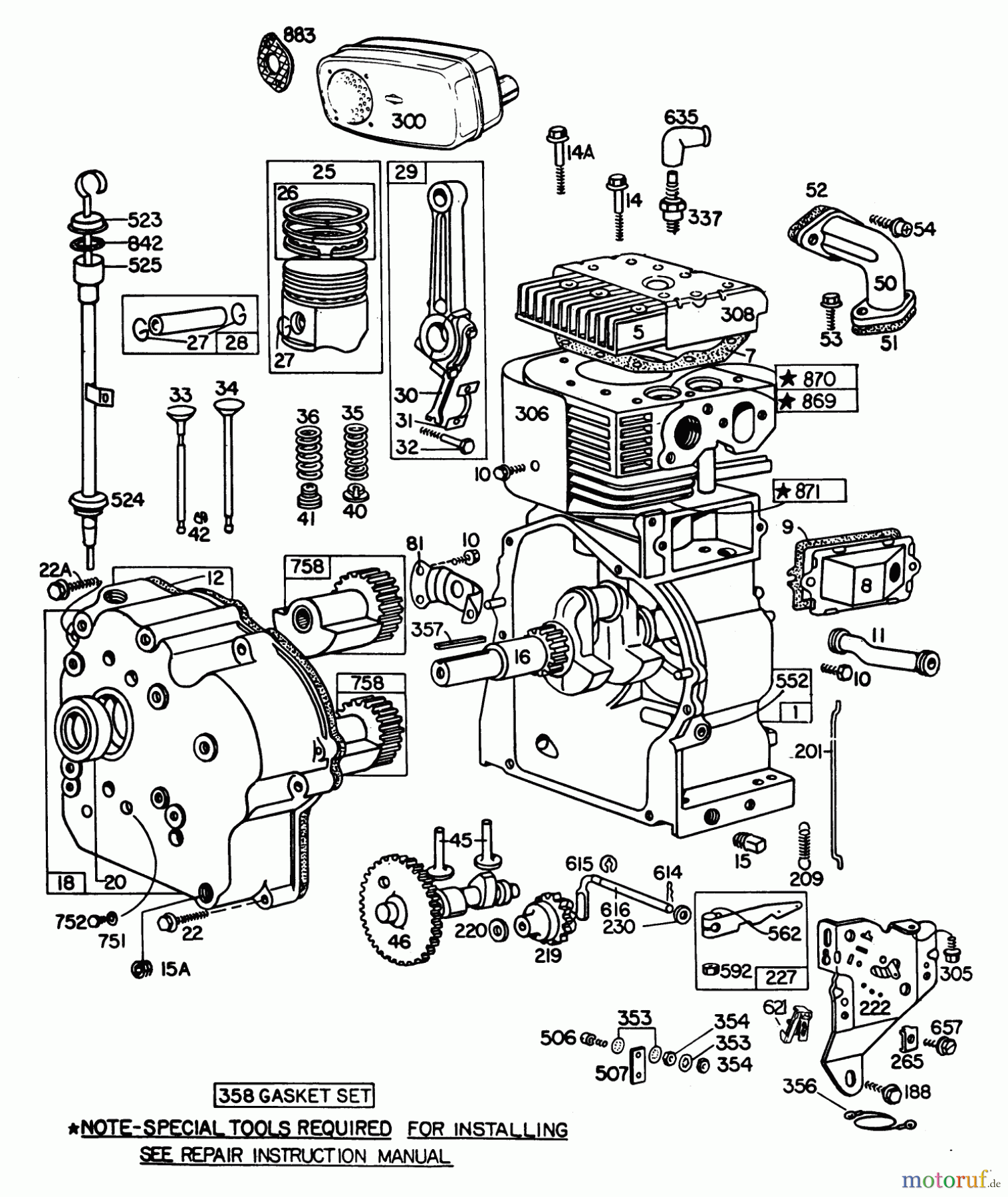 Toro Neu Snow Blowers/Snow Throwers Seite 1 38150 (826) - Toro 826 Snowthrower, 1981 (1000001-1999999) ENGINE BRIGGS & STRATTON MODEL NO. 252412 TYPE NO. 0191-01 (11 H.P. SNOWTHROWER MODEL 38090) #1