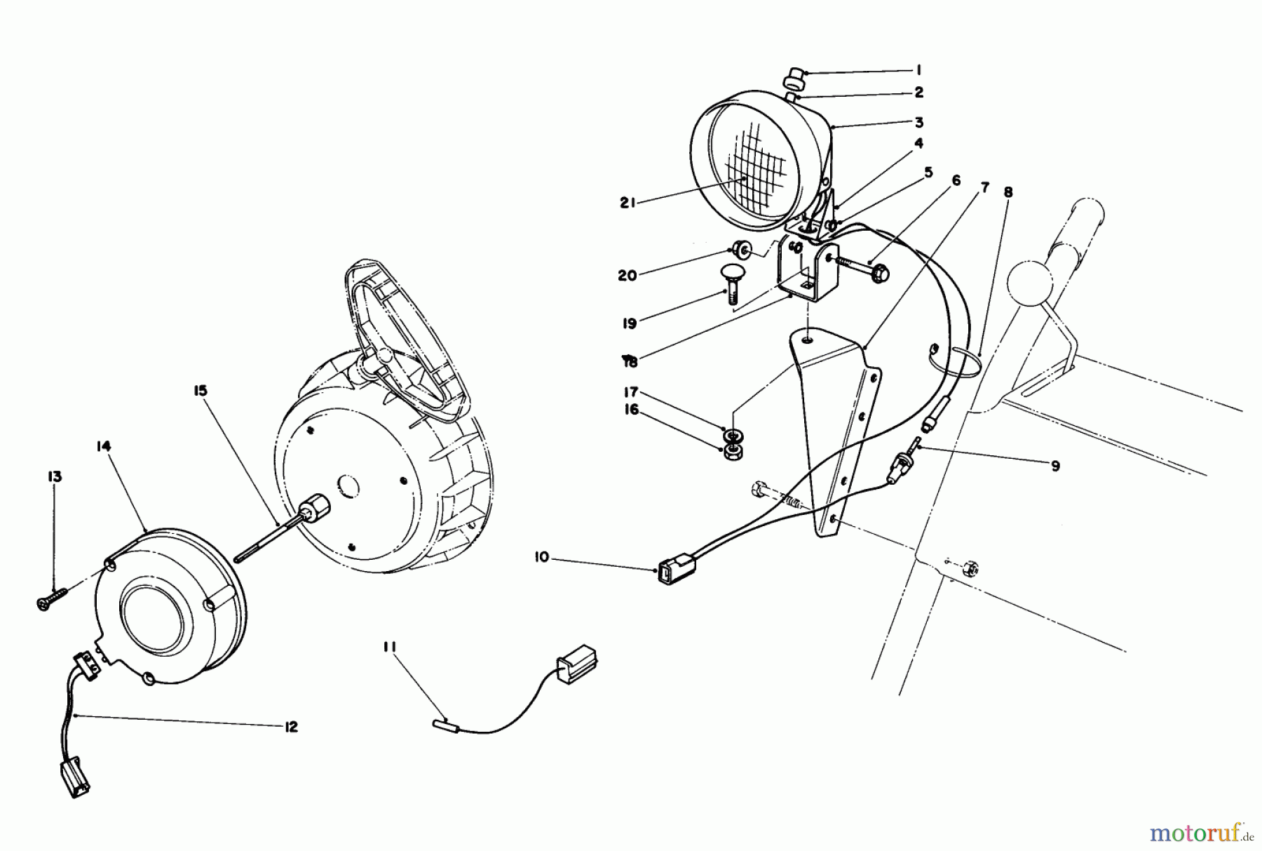 Toro Neu Snow Blowers/Snow Throwers Seite 1 38090 (1132) - Toro 1132 Snowthrower, 1986 (6000001-6999999) LIGHT KIT NO. 54-9820 (OPTIONAL)
