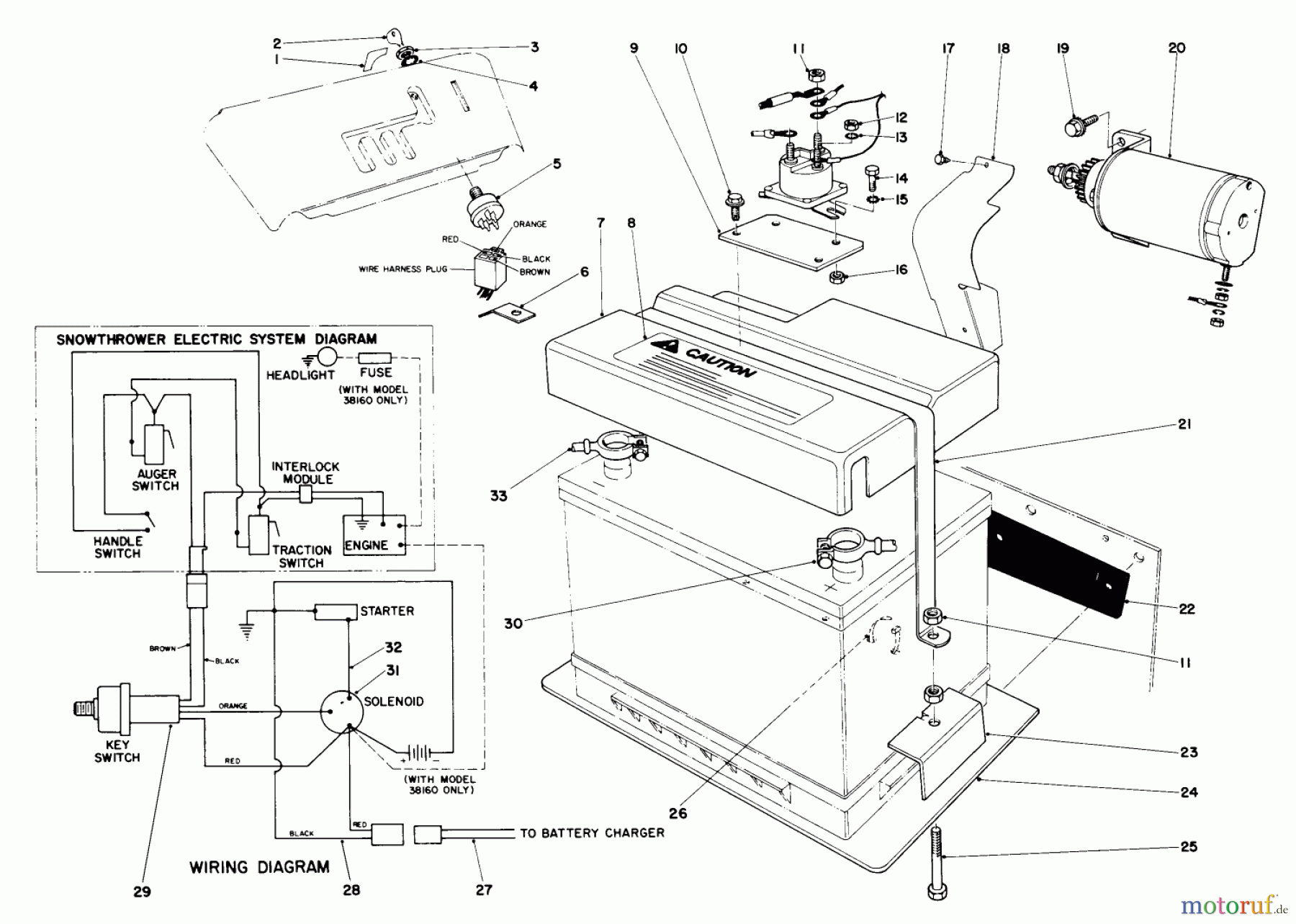 Toro Neu Snow Blowers/Snow Throwers Seite 1 38090 (1132) - Toro 1132 Snowthrower, 1987 (7000001-7999999) 12 VOLT STARTING MOTOR KIT 42-3370 (OPTIONAL)