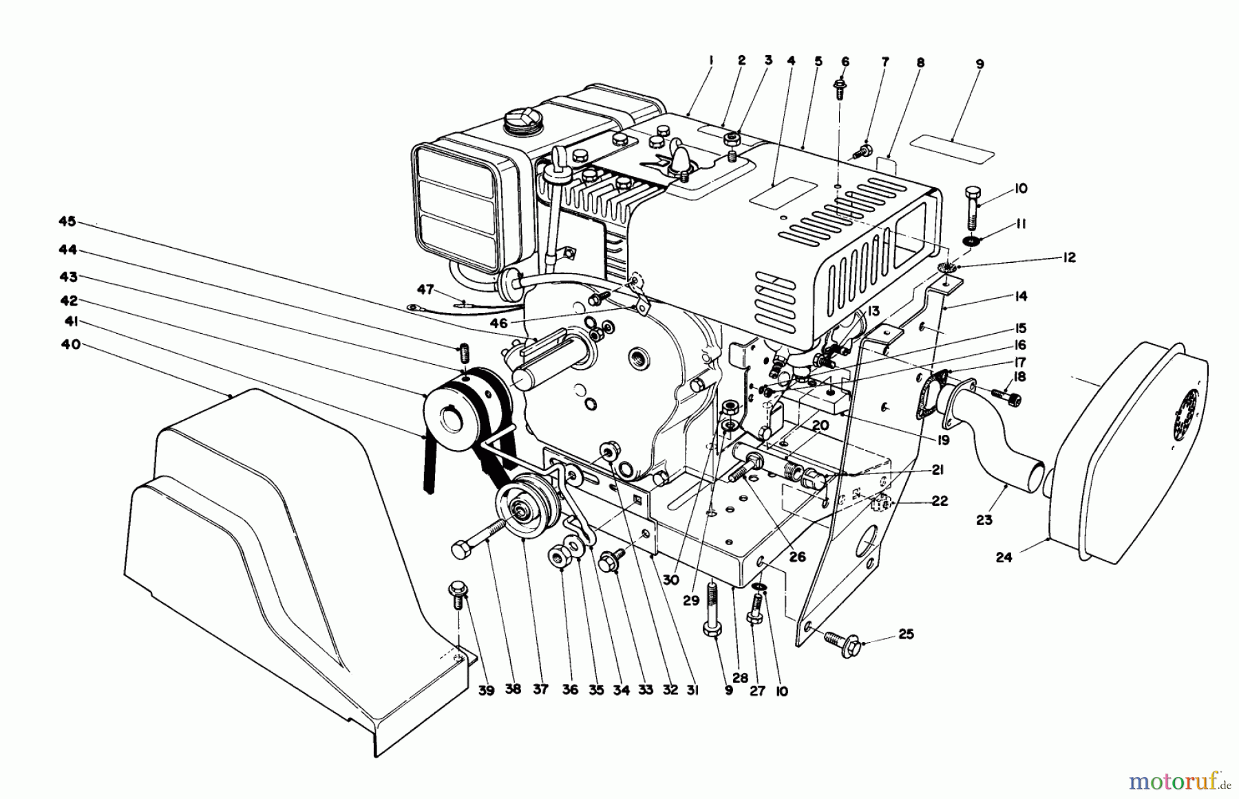 Toro Neu Snow Blowers/Snow Throwers Seite 1 38155 (826) - Toro 826 Snowthrower, 1981 (1000001-1999999) ENGINE ASSEMBLY (MODEL 38095)