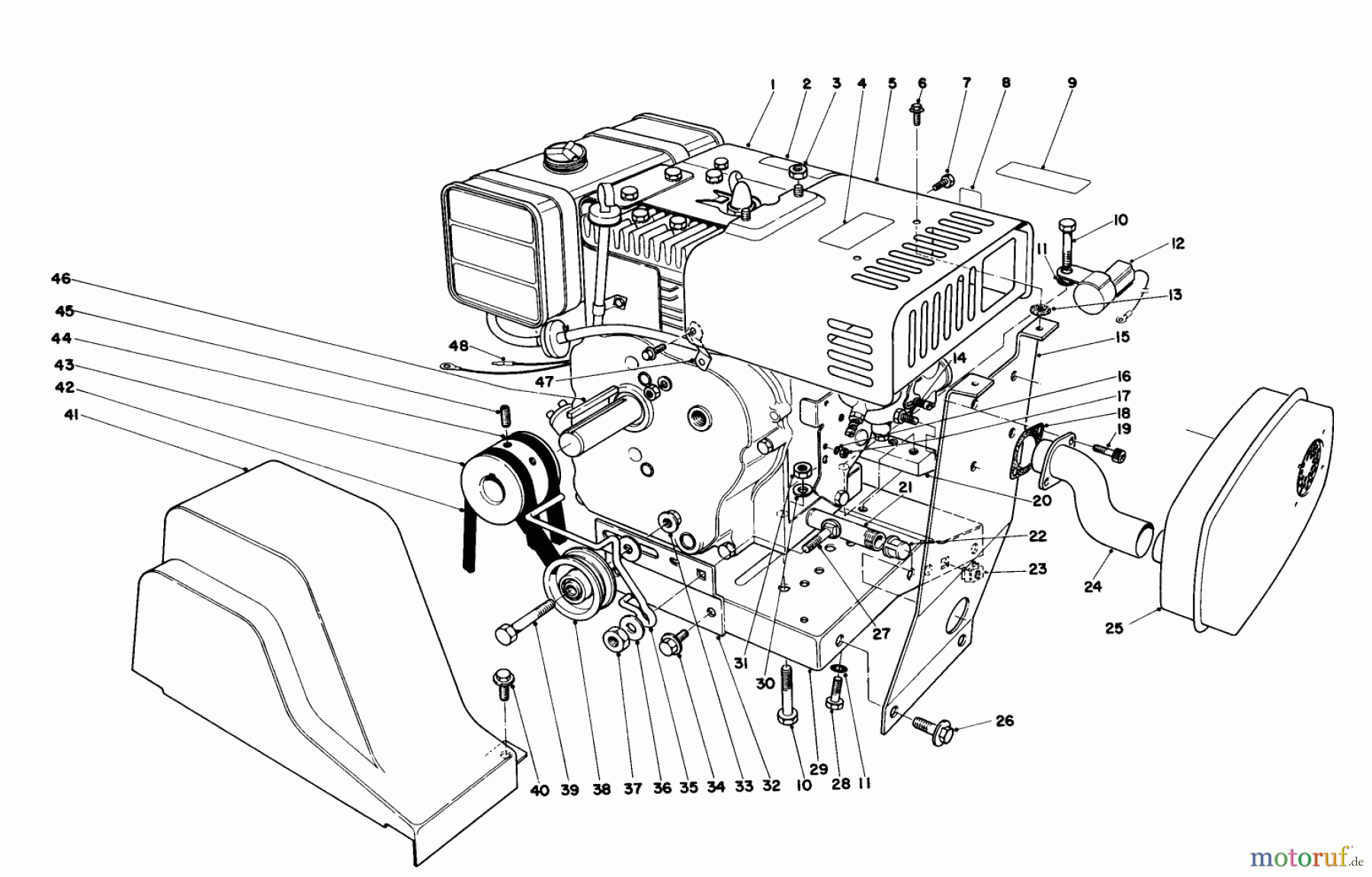 Toro Neu Snow Blowers/Snow Throwers Seite 1 38095 (1132) - Toro 1132 Snowthrower, 1983 (3000001-3999999) ENGINE ASSEMBLY