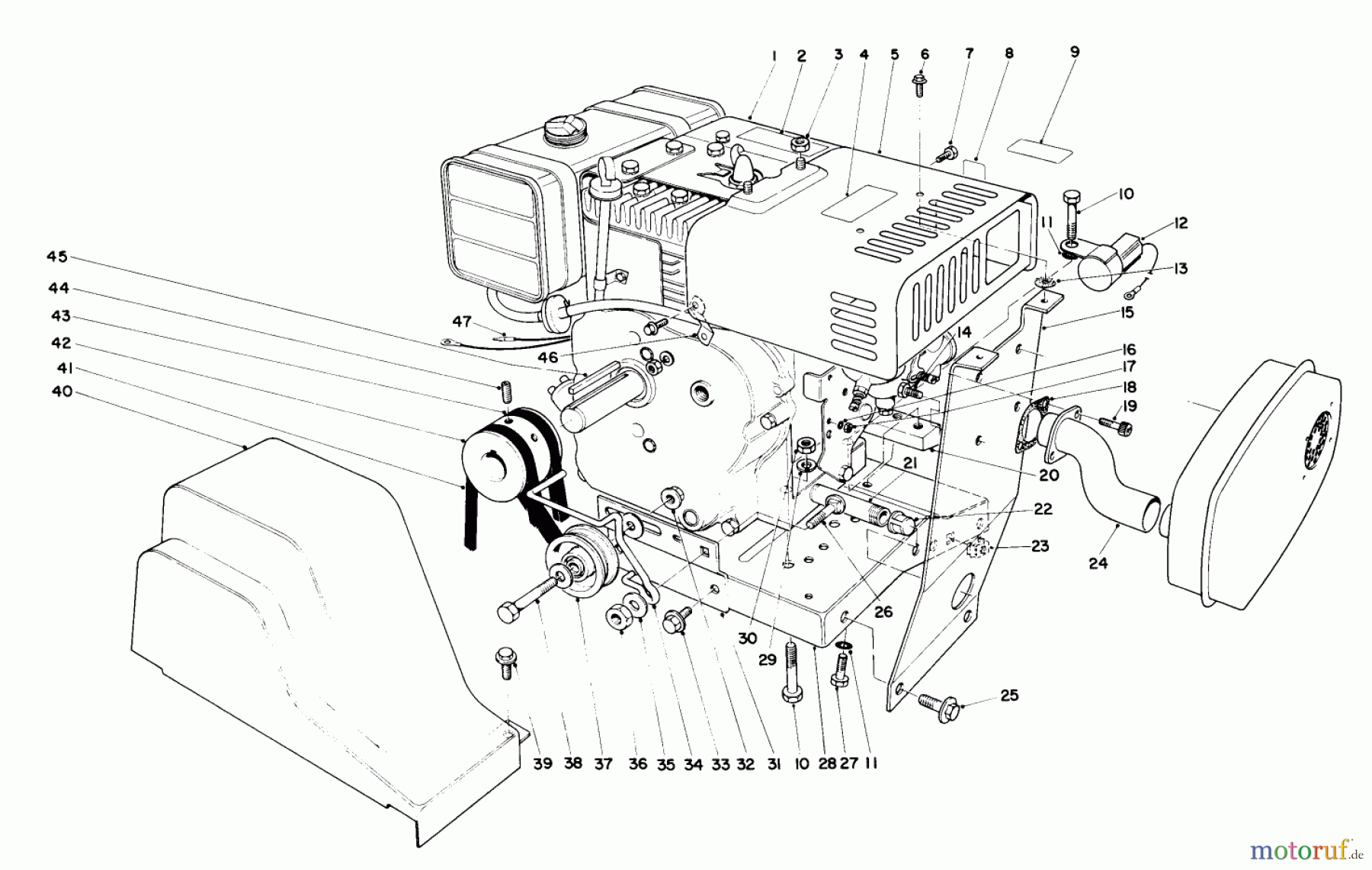 Toro Neu Snow Blowers/Snow Throwers Seite 1 38095 (1132) - Toro 1132 Snowthrower, 1984 (4000001-4999999) ENGINE ASSEMBLY