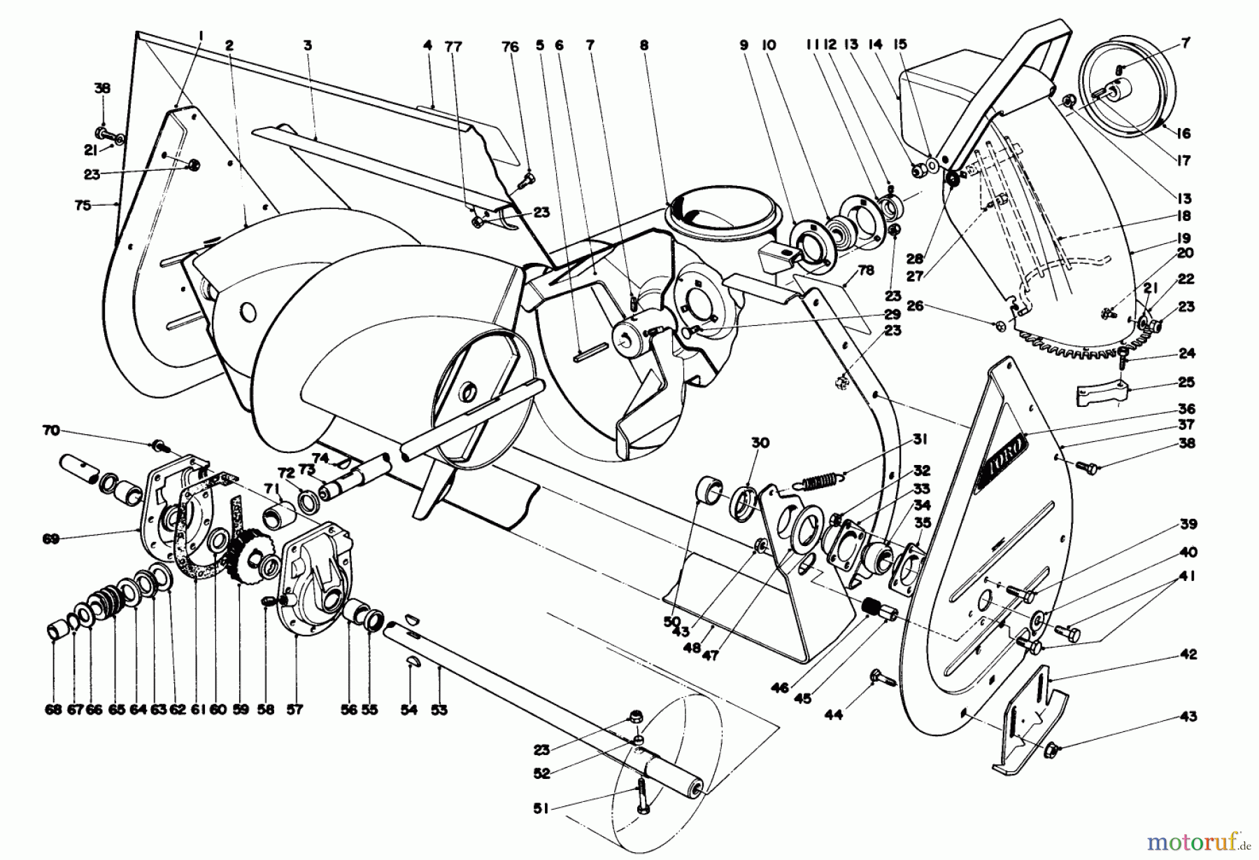 Toro Neu Snow Blowers/Snow Throwers Seite 1 38095 (1132) - Toro 1132 Snowthrower, 1987 (7000001-7999999) AUGER ASSEMBLY