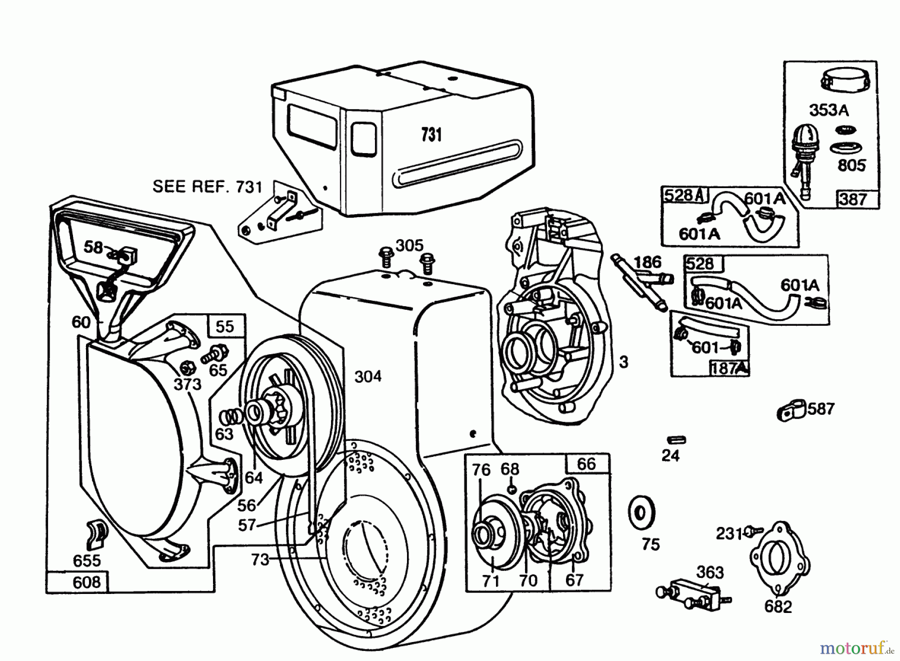 Toro Neu Snow Blowers/Snow Throwers Seite 1 38095 (1132) - Toro 1132 Snowthrower, 1987 (7000001-7999999) ENGINE BRIGGS & STRATTON MODEL NO. 252416-0735-01 #3