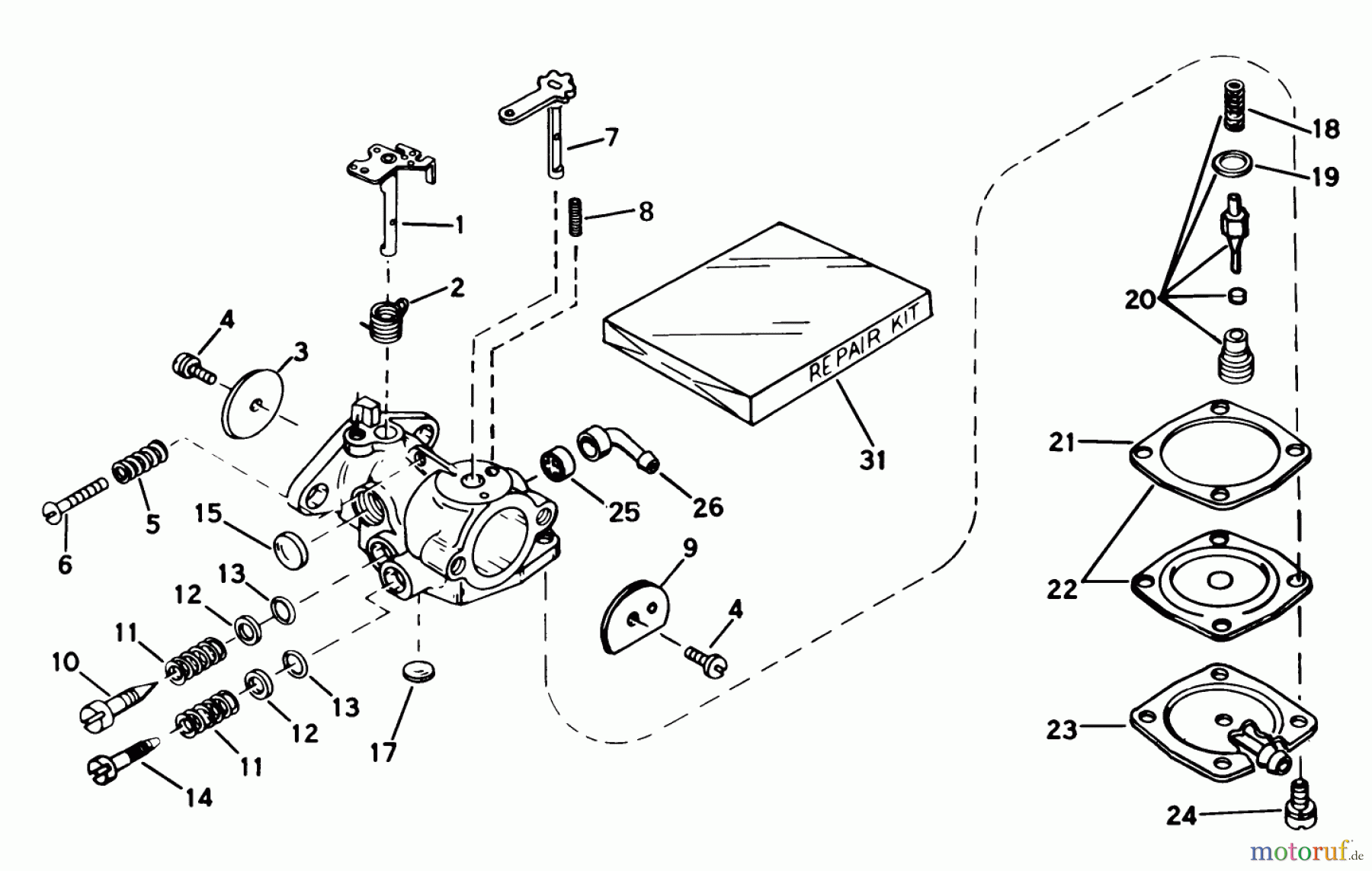 Toro Neu Snow Blowers/Snow Throwers Seite 1 38100 (S-140) - Toro S-140 Snowthrower, 1979 (9000001-9999999) CARBURETOR NO. 632035