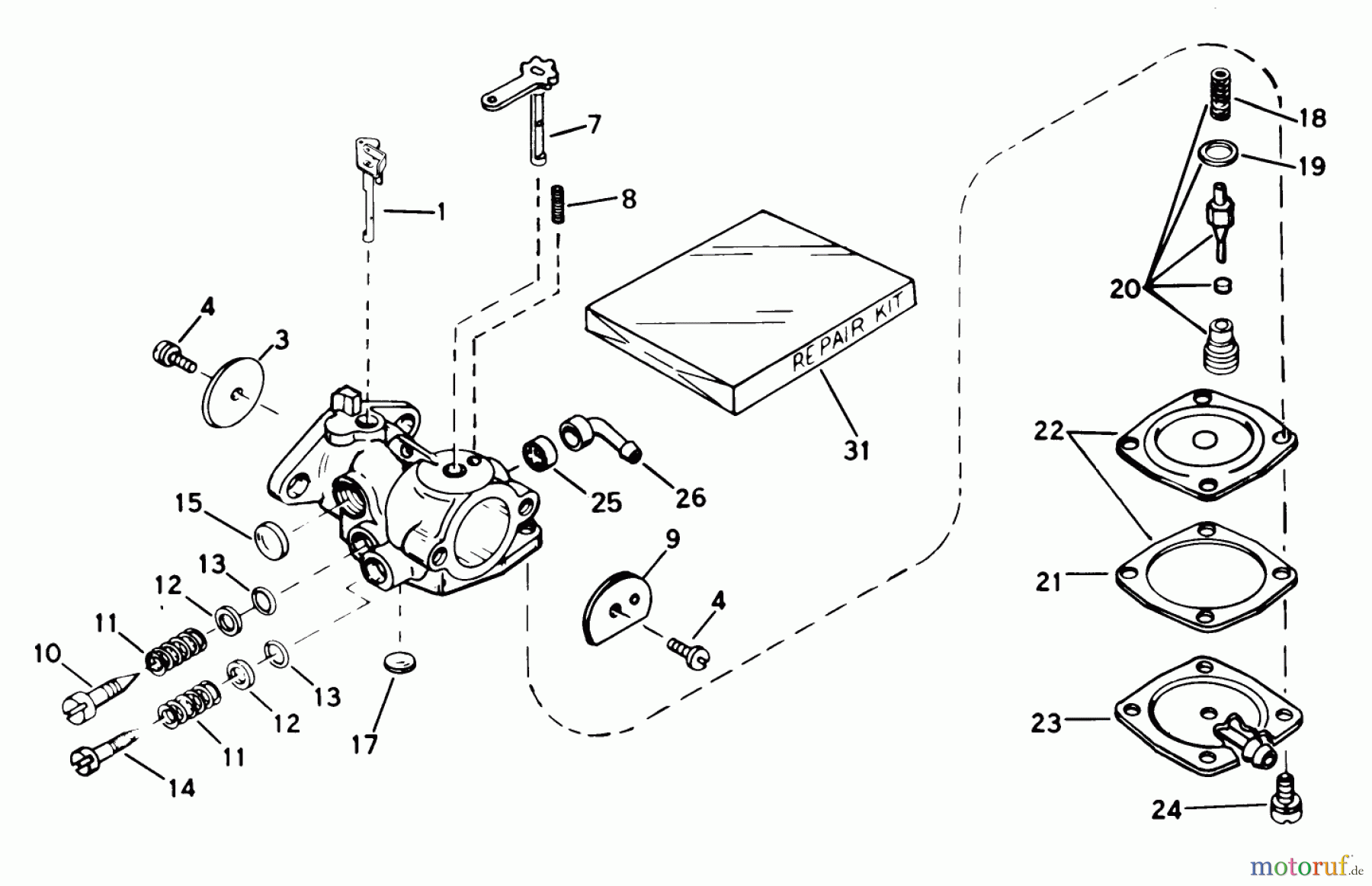  Toro Neu Snow Blowers/Snow Throwers Seite 1 38100 (S-140) - Toro S-140 Snowthrower, 1980 (SN 0500000-0999999) CARBURETOR NO. 632141 ENGINE MODEL NO. AH520, TYPE 1601 (USED ON UNITS WITH SERIAL NO. 0510158 & UP)