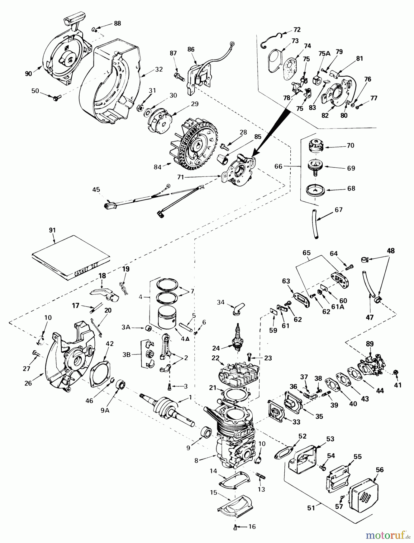 Toro Neu Snow Blowers/Snow Throwers Seite 1 38100 (S-140) - Toro S-140 Snowthrower, 1980 (SN 0000001-0499999) ENGINE TECUMSEH MODEL NO. AH520, TYPE 1601 (USED ON UNITS WITH SERIAL NO. 0510158 & UP)