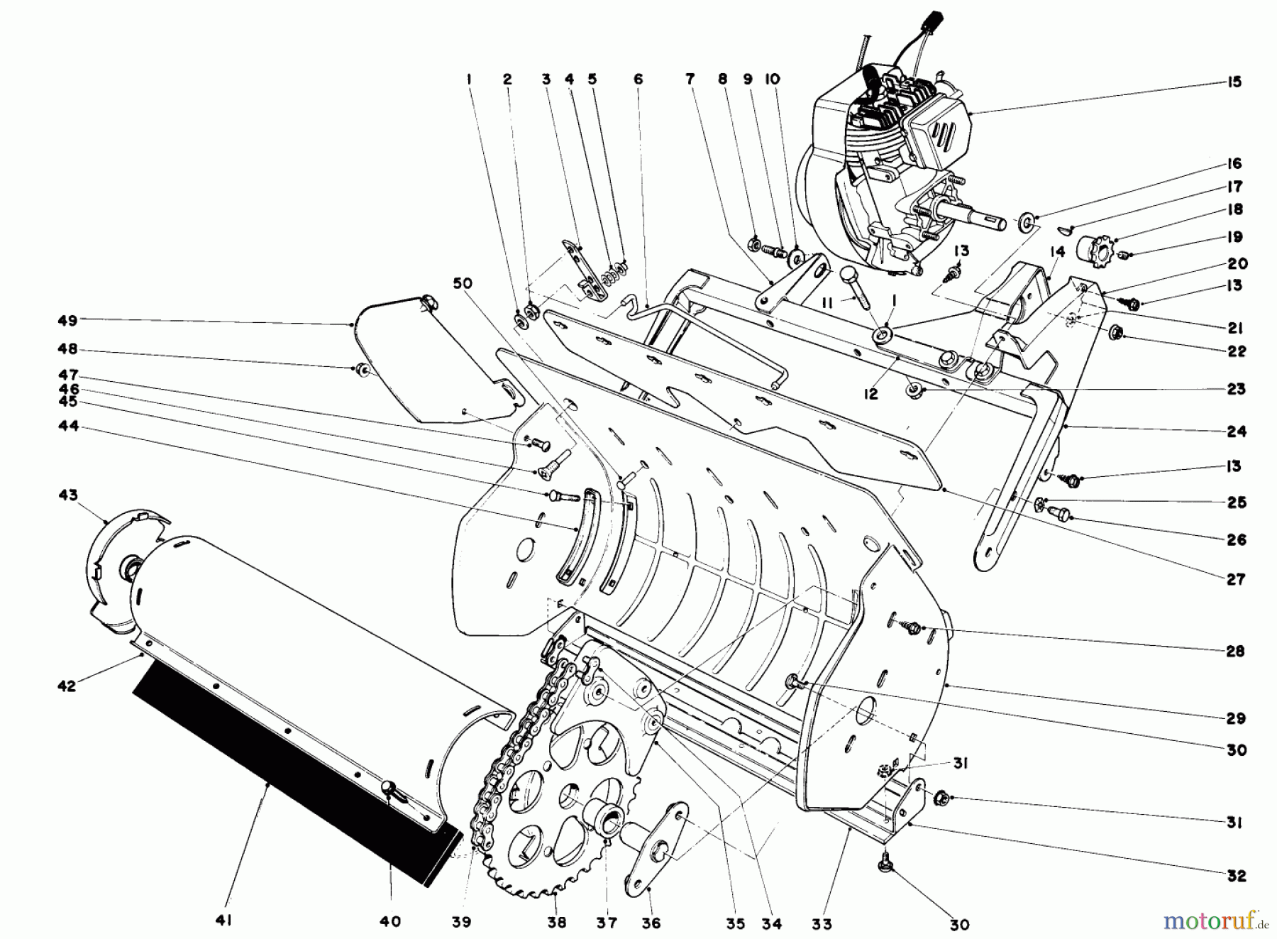 Toro Neu Snow Blowers/Snow Throwers Seite 1 38100 (S-140) - Toro S-140 Snowthrower, 1980 (SN 0000001-0499999) LOWER MAIN FRAME