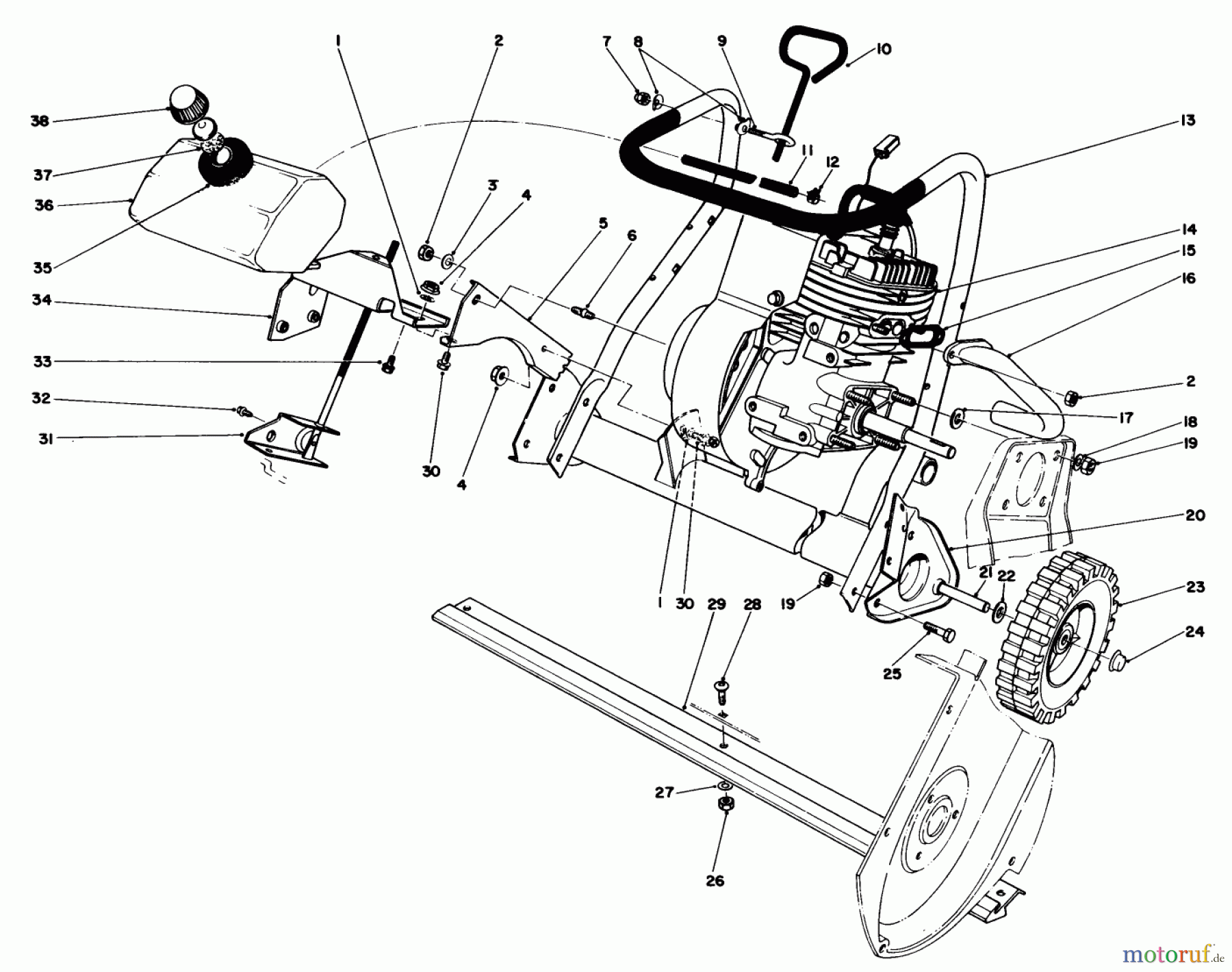 Toro Neu Snow Blowers/Snow Throwers Seite 1 38110C (CR-20R) - Toro CR-20R Snowthrower, 1988 (8000001-8999999) ENGINE ASSEMBLY (MODEL NO.38110C)