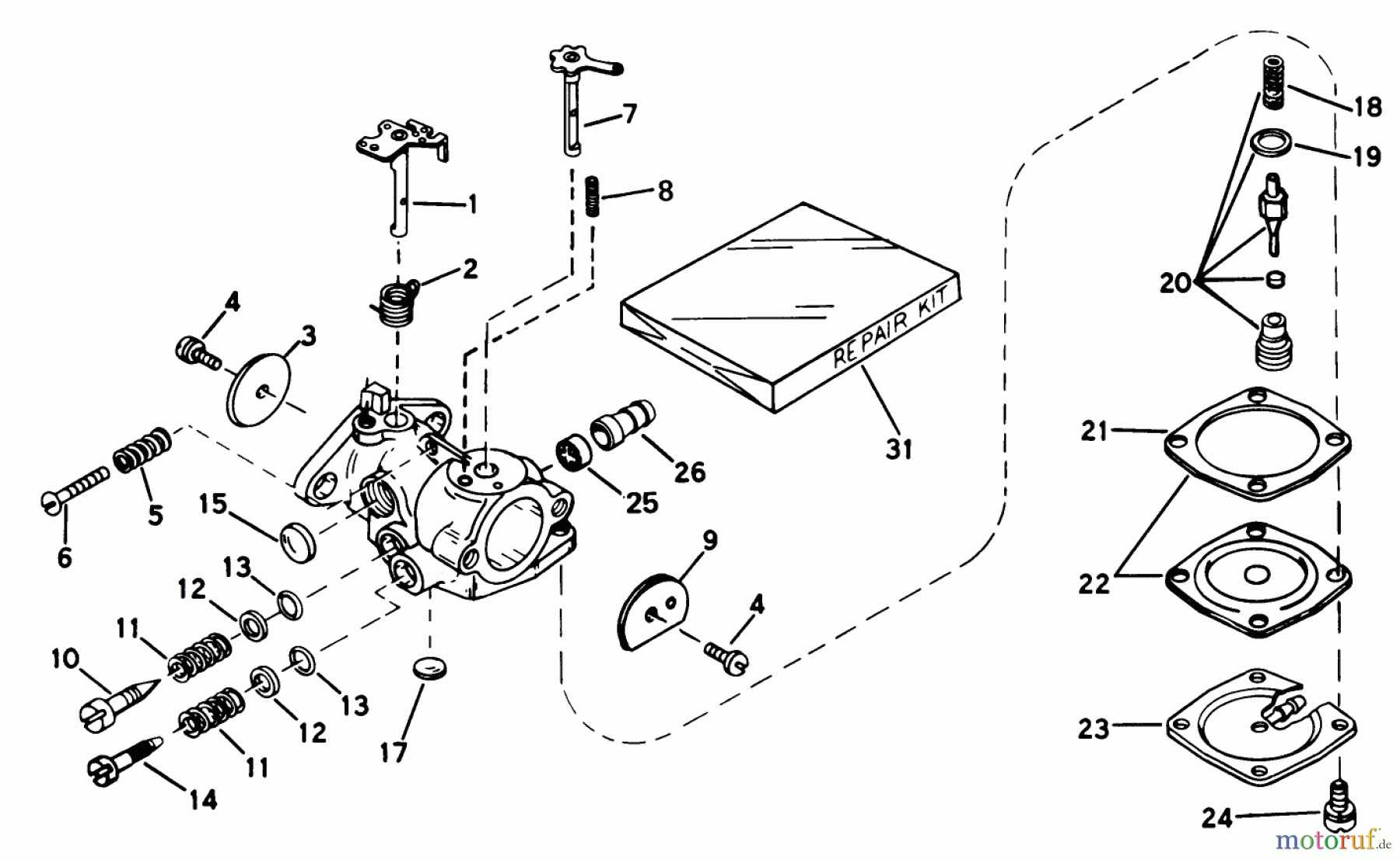 Toro Neu Snow Blowers/Snow Throwers Seite 1 38120 (S-200) - Toro S-200 Snowthrower, 1980 (0000001-0015000) CARBURETOR NO. 631887