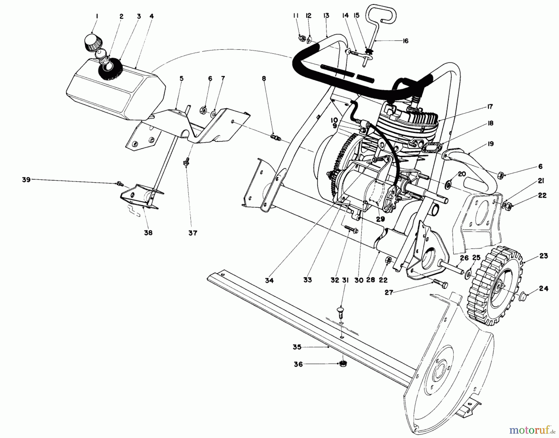 Toro Neu Snow Blowers/Snow Throwers Seite 1 38130 (S-200) - Toro S-200 Snowthrower, 1980 (0015001-0499999) ENGINE ASSEMBLY (MODEL 38130)