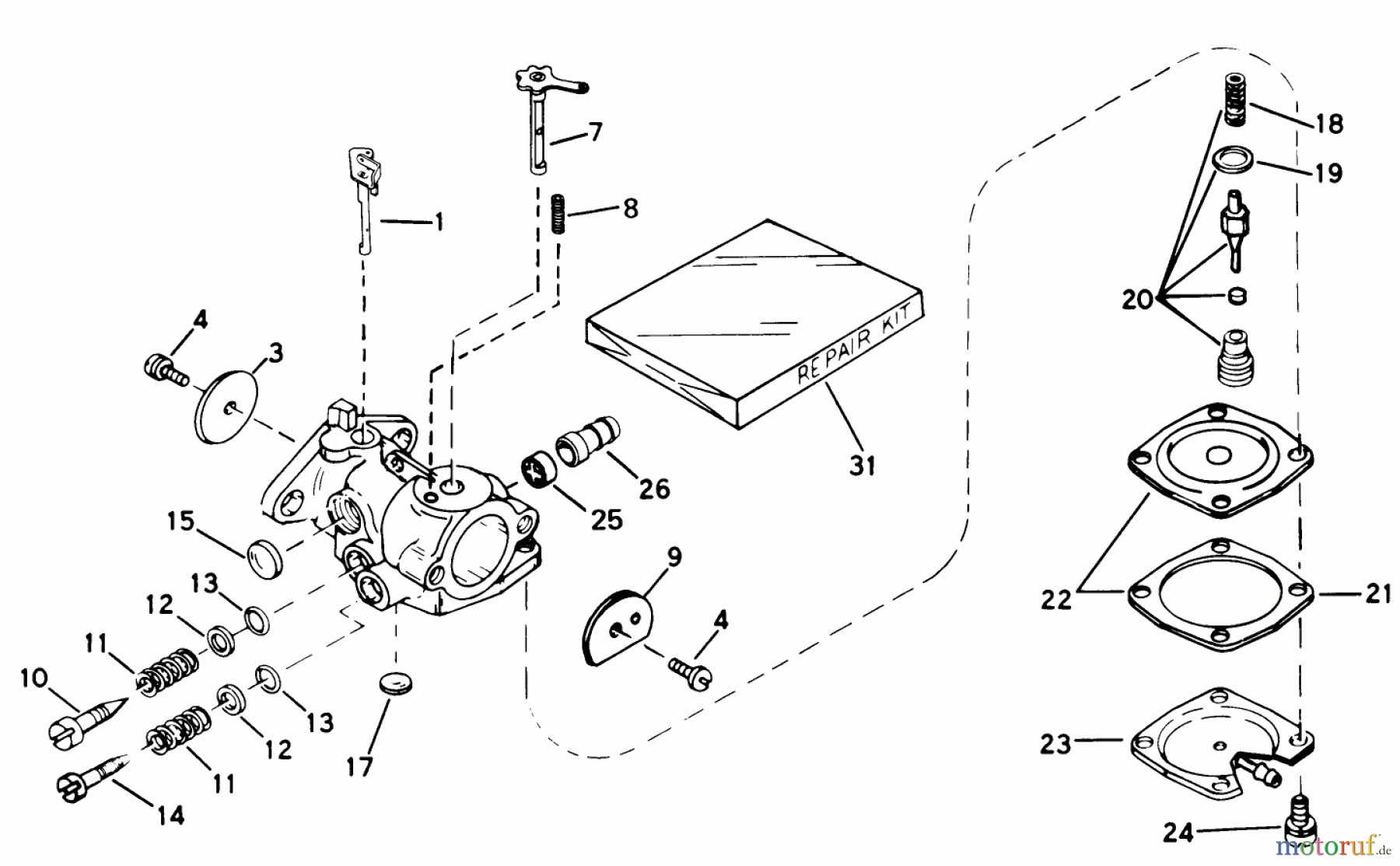 Toro Neu Snow Blowers/Snow Throwers Seite 1 38120 (S-200) - Toro S-200 Snowthrower, 1980 (0500000-0999999) CARBURETOR NO. 632142 ENGINE MODEL NO. AH520 TYPE 1602 UNIT MODEL 38120 & 38130 (USED ON UNITS WITH SERIAL NO. 0500000 & UP)