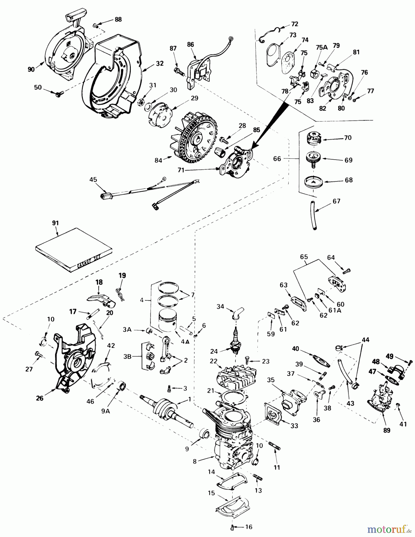 Toro Neu Snow Blowers/Snow Throwers Seite 1 38120 (S-200) - Toro S-200 Snowthrower, 1980 (0500000-0999999) ENGINE ASSEMBLY ENGINE TECUMSEH MODEL NO. AH520 TYPE 1602 UNIT MODEL 38120 (USED ON UNITS WITH SERIAL NO. 0500000 & UP)