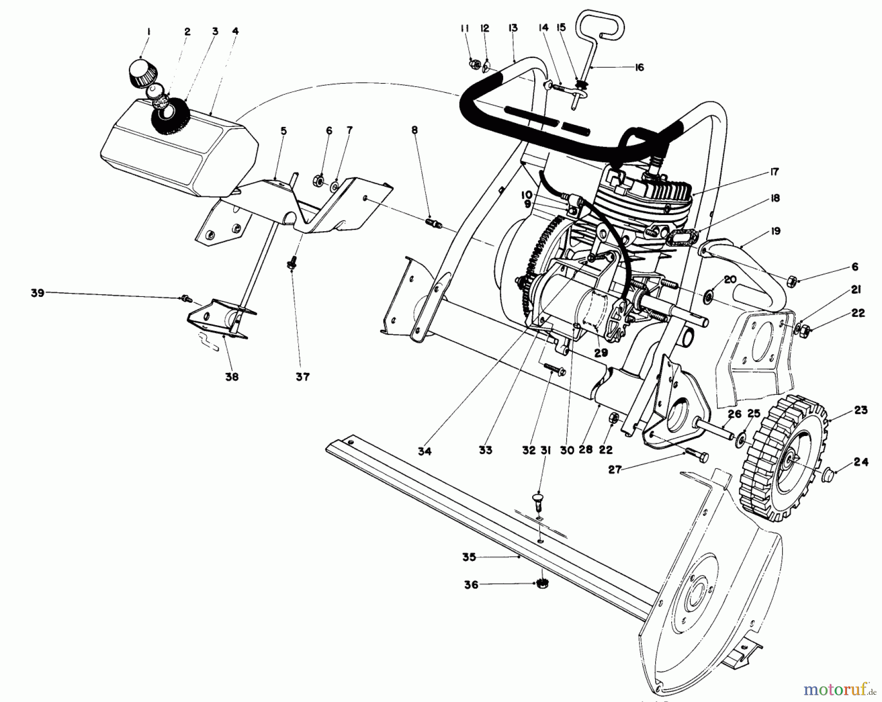 Toro Neu Snow Blowers/Snow Throwers Seite 1 38120 (S-200) - Toro S-200 Snowthrower, 1980 (0500000-0999999) ENGINE ASSEMBLY (MODEL 38130)