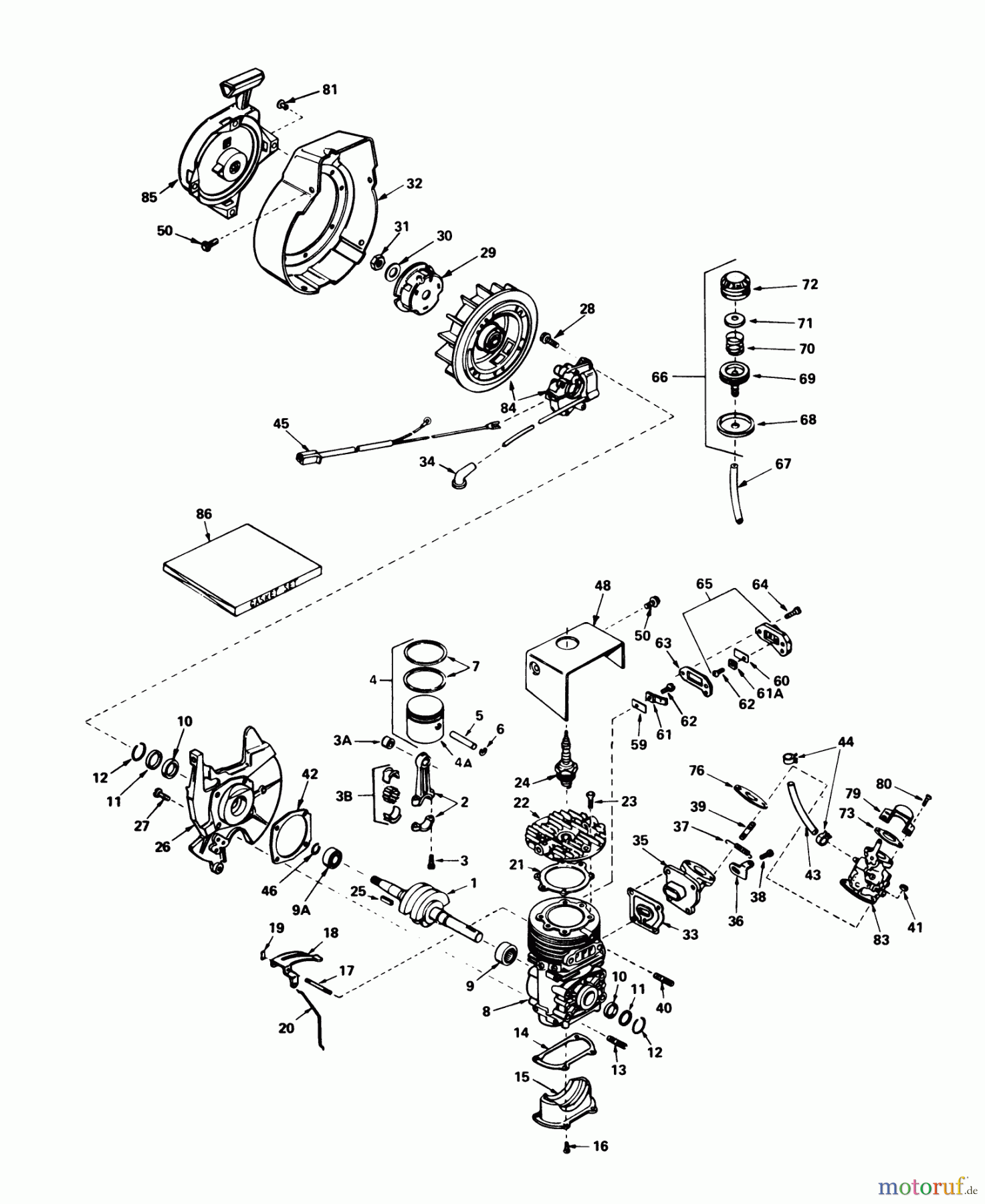 Toro Neu Snow Blowers/Snow Throwers Seite 1 38120 (S-200) - Toro S-200 Snowthrower, 1981 (1000001-1000350) ENGINE ASSEMBLY (ENGINE TECUMSEH MODEL NO. AH520 TYPE 1583, 1583A, 1583B, 1585, 1585A & 1585B)