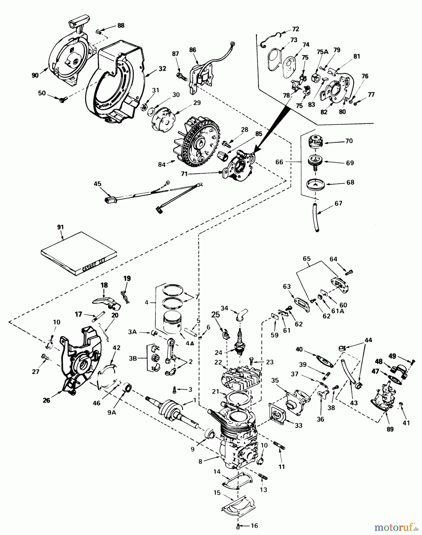 Toro Neu Snow Blowers/Snow Throwers Seite 1 38120 (S-200) - Toro S-200 Snowthrower, 1982 (2000001-2999999) ENGINE ASSEMBLY ENGINE TECUMSEH MODEL NO. AH520 TYPE 1602, 1602A, 1602B, 1603,1603A & 1603B