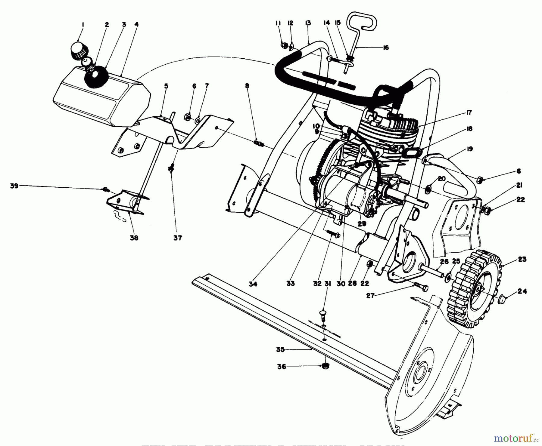 Toro Neu Snow Blowers/Snow Throwers Seite 1 38120 (S-200) - Toro S-200 Snowthrower, 1981 (1000351-1999999) ENGINE ASSEMBLY (MODEL 38130)