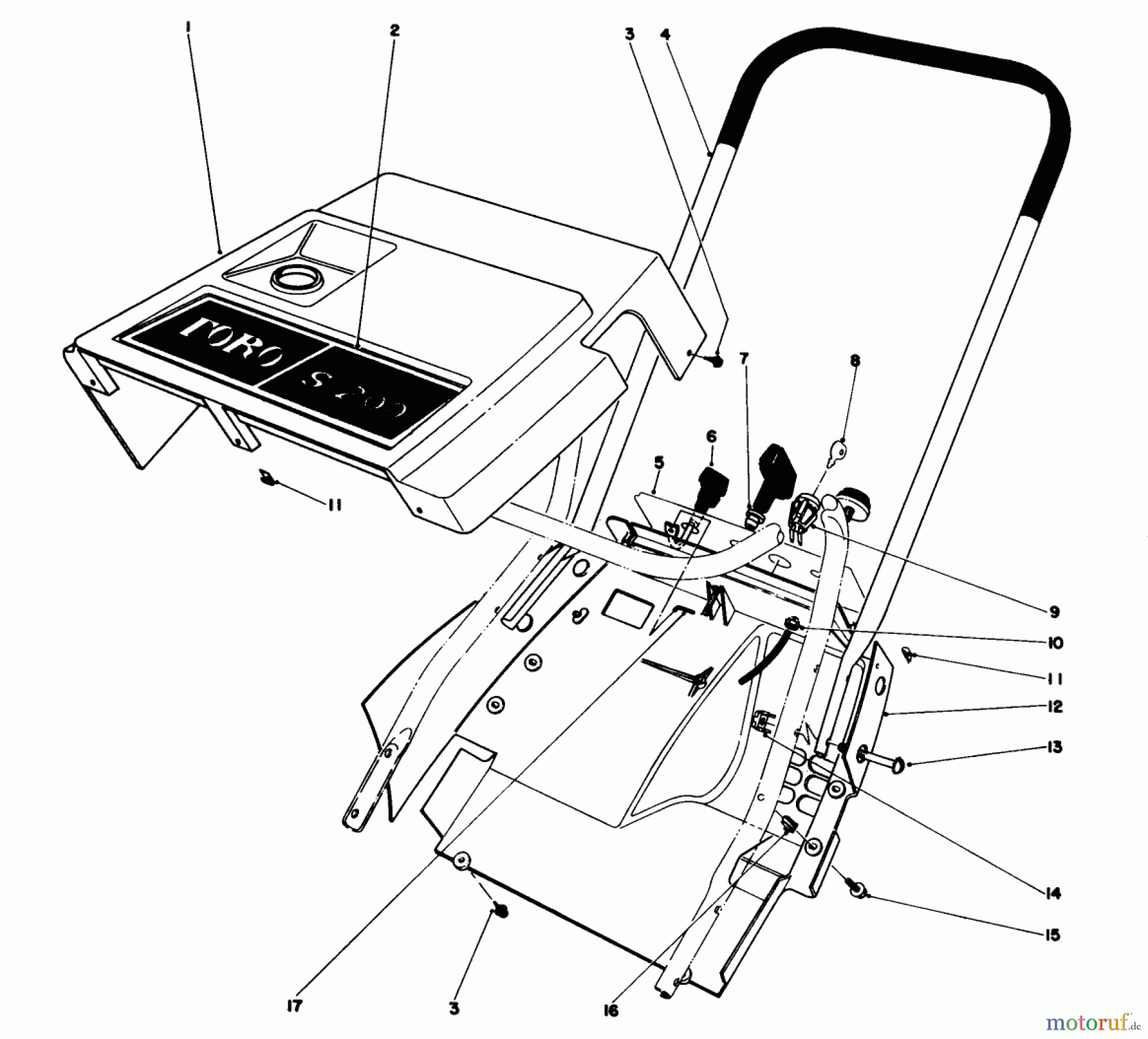  Toro Neu Snow Blowers/Snow Throwers Seite 1 38130 (S-200) - Toro S-200 Snowthrower, 1981 (1000351-1999999) SHROUD & HANDLE ASSEMBLY (MODEL 38120)