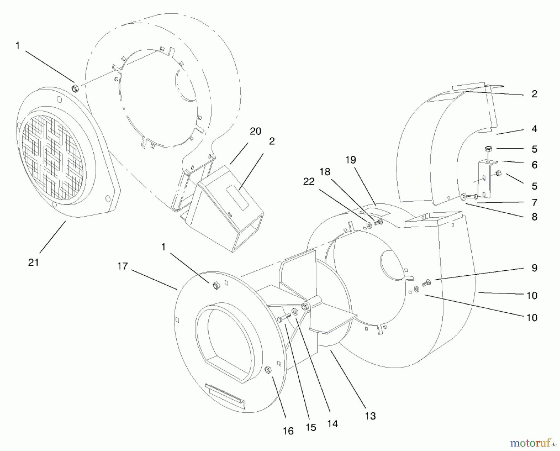 Toro Neu Blowers/Vacuums/Chippers/Shredders 62924 - Toro 5 hp Lawn Vacuum, 2000 (200000001-200999999) BLOWER ASSEMBLY