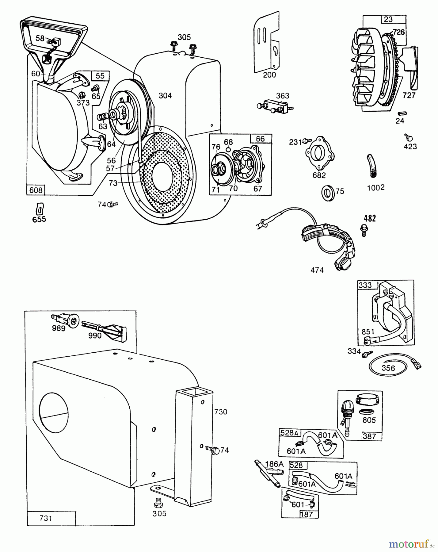  Toro Neu Snow Blowers/Snow Throwers Seite 1 38150 (826) - Toro 826 Snowthrower, 1987 (7000001-7999999) ENGINE BRIGGS & STRATTON MODEL NO. 190406-3054-01 #3