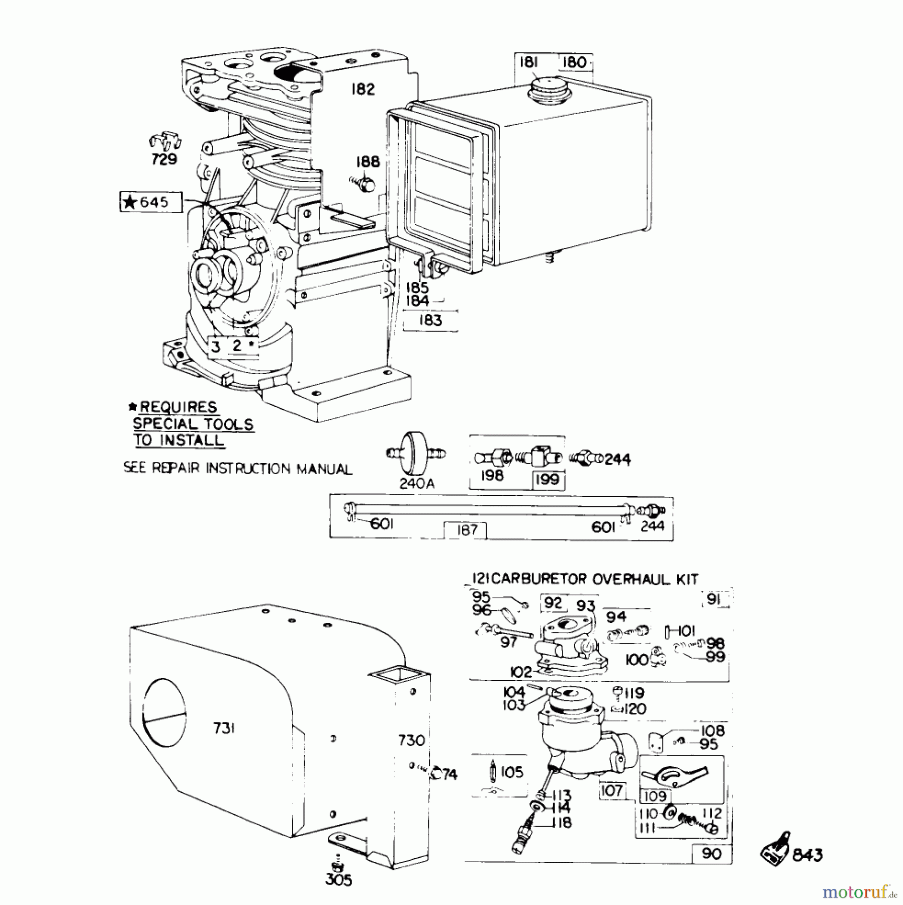 Toro Neu Snow Blowers/Snow Throwers Seite 1 38155 (826) - Toro 826 Snowthrower, 1983 (3000001-3999999) ENGINE BRIGGS & STRATTON MODEL NO. 190402 TYPE 0989-01 #3
