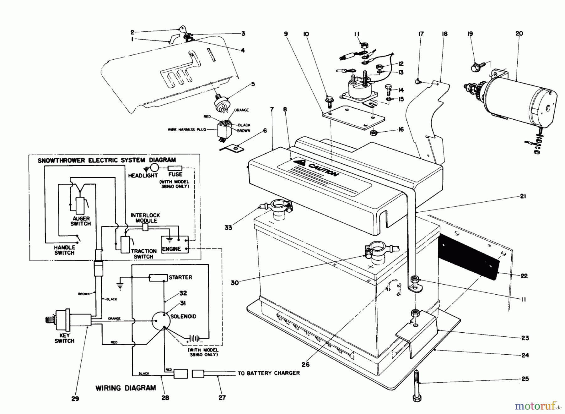  Toro Neu Snow Blowers/Snow Throwers Seite 1 38155 (826) - Toro 826 Snowthrower, 1985 (5000001-5999999) 12 VOLT STARTING MOTOR KIT 42-3370 (OPTIONAL)