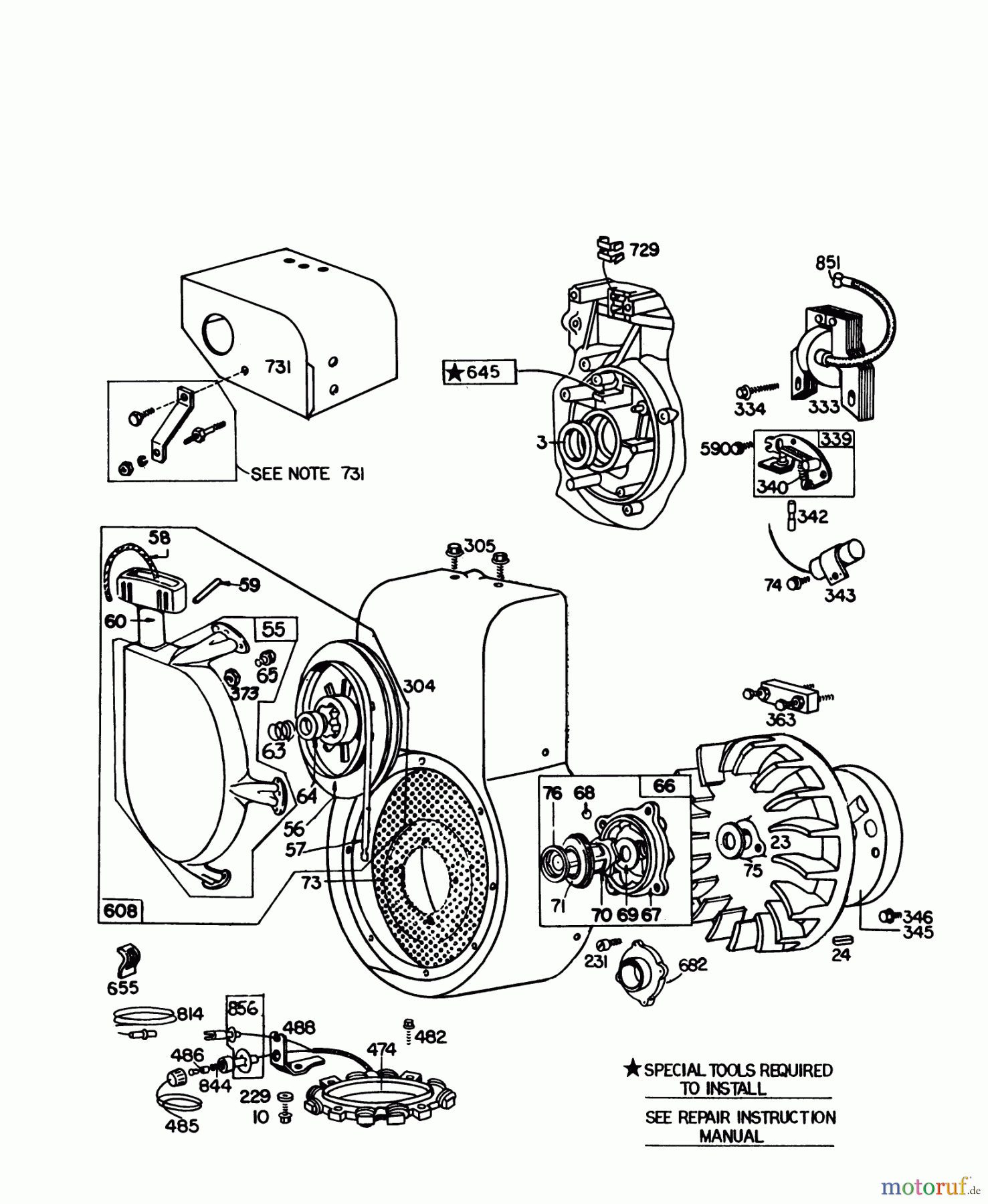 Toro Neu Snow Blowers/Snow Throwers Seite 1 38160 (1132) - Toro 1132 Snowthrower, 1979 (9000001-9999999) ENGINE BRIGGS & STRATTON MODEL NO. 252416 TYPE 0141-01 #1