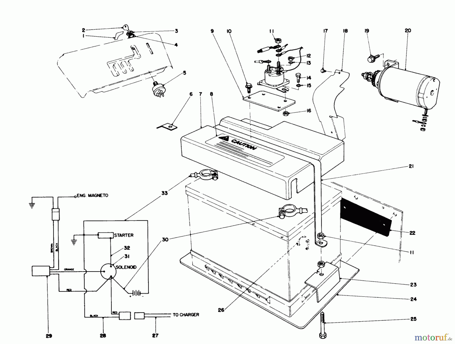 Toro Neu Snow Blowers/Snow Throwers Seite 1 38160 (1132) - Toro 1132 Snowthrower, 1980 (0000001-0999999) 12 VOLT STARTING MOTOR KIT 37-4640