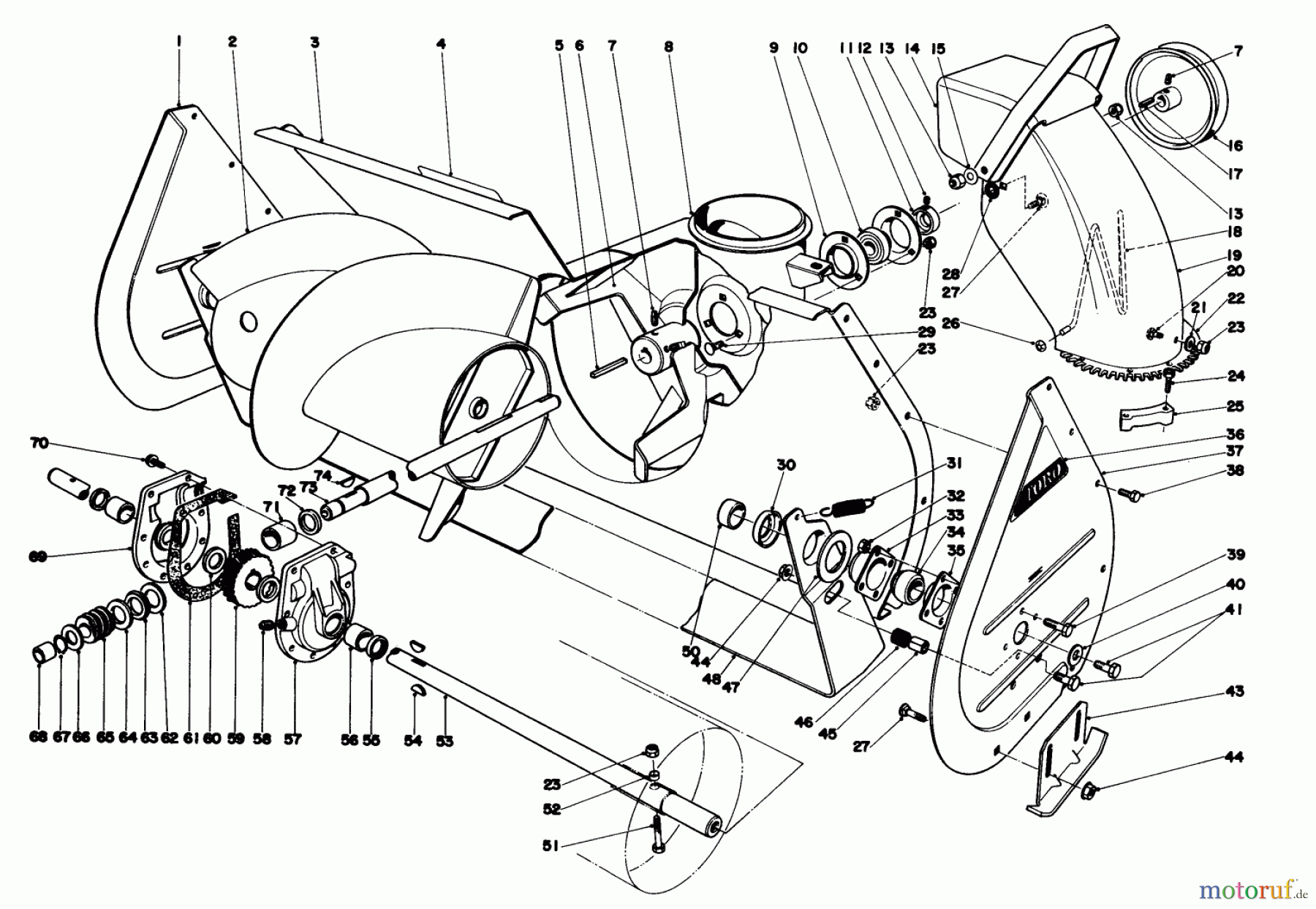  Toro Neu Snow Blowers/Snow Throwers Seite 1 38160 (1132) - Toro 1132 Snowthrower, 1981 (1000001-1999999) AUGER ASSEMBLY