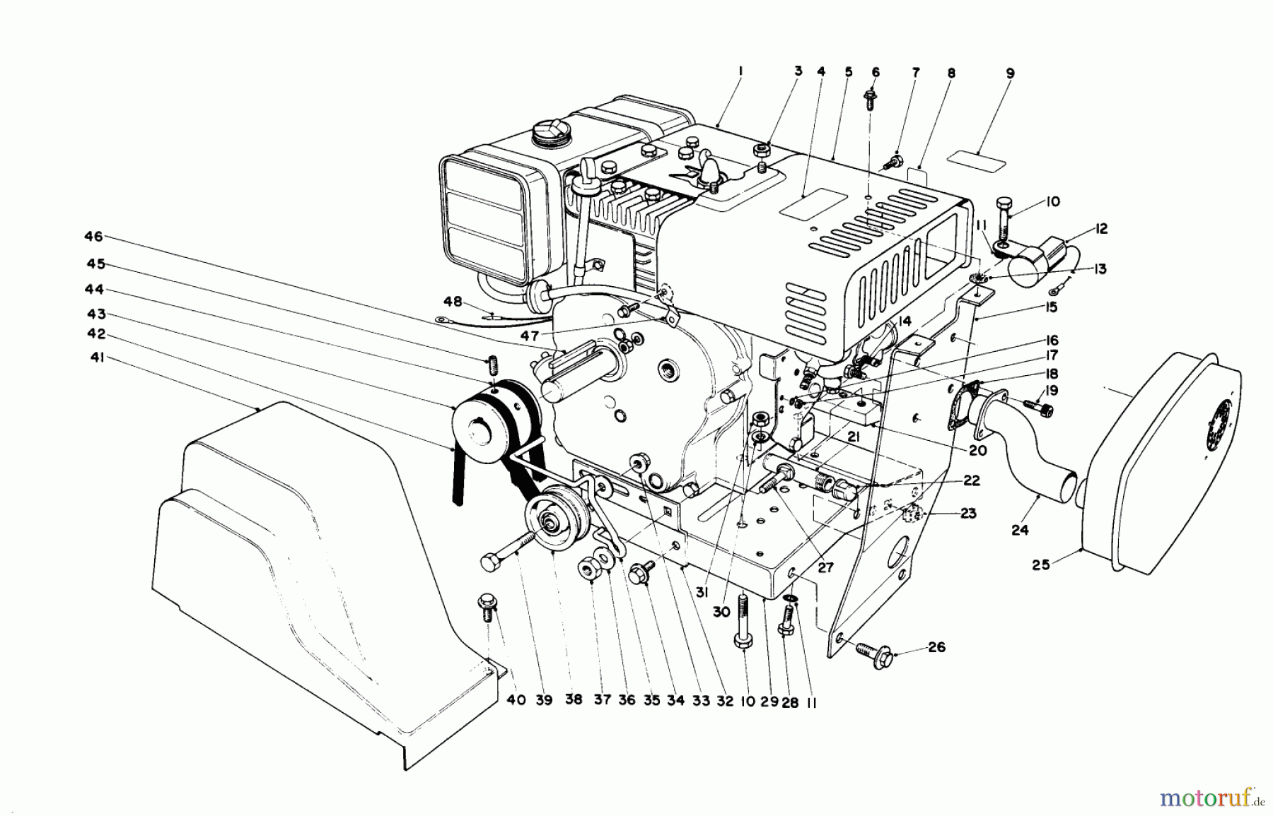 Toro Neu Snow Blowers/Snow Throwers Seite 1 38160 (1132) - Toro 1132 Snowthrower, 1981 (1000001-1999999) ENGINE ASSEMBLY (MODEL 38160)