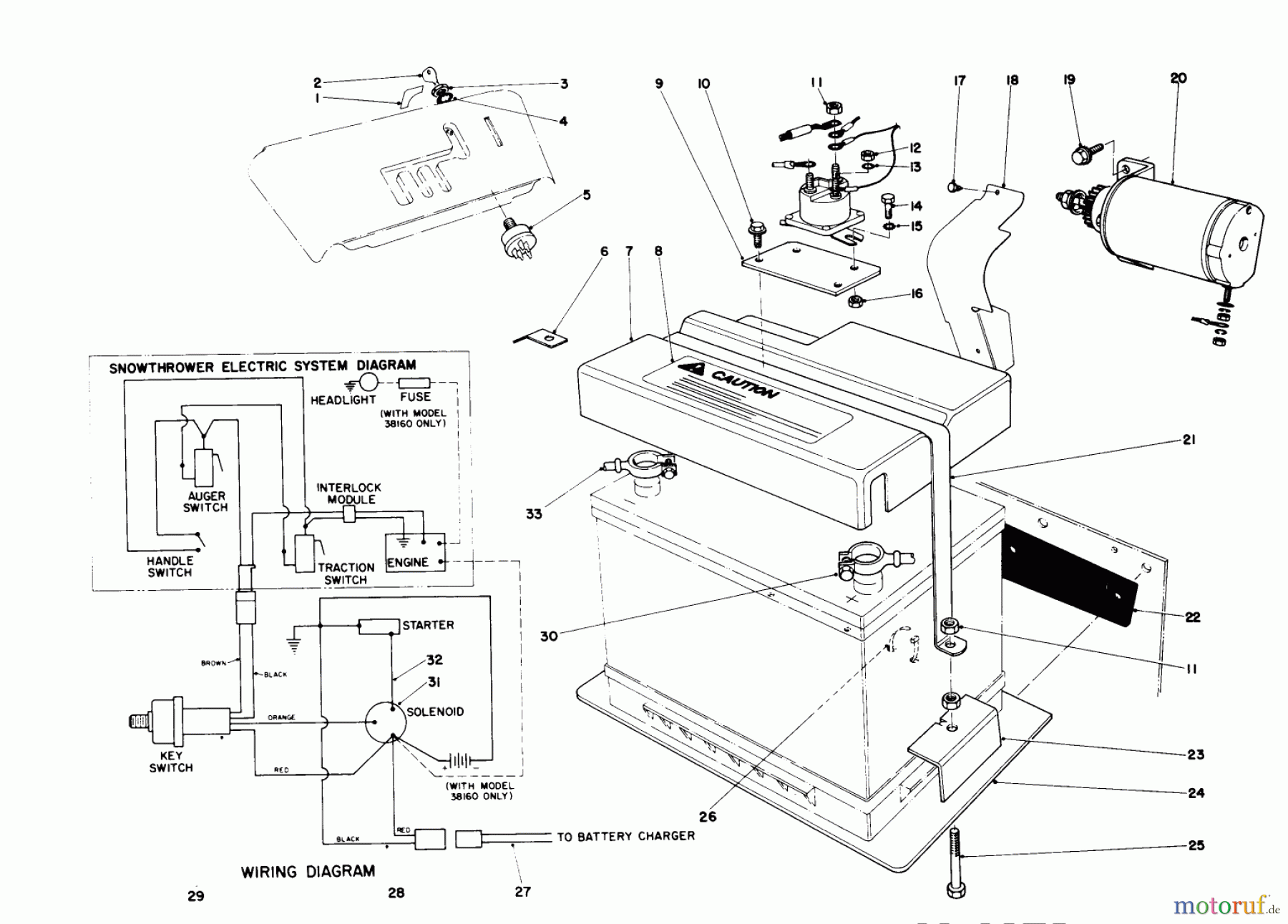  Toro Neu Snow Blowers/Snow Throwers Seite 1 38160 (1132) - Toro 1132 Snowthrower, 1981 (1000001-1999999) VOLT STARTING MOTOR KIT (8 & 11 H.P. SNOWTHROWER MODEL 38150 5 3