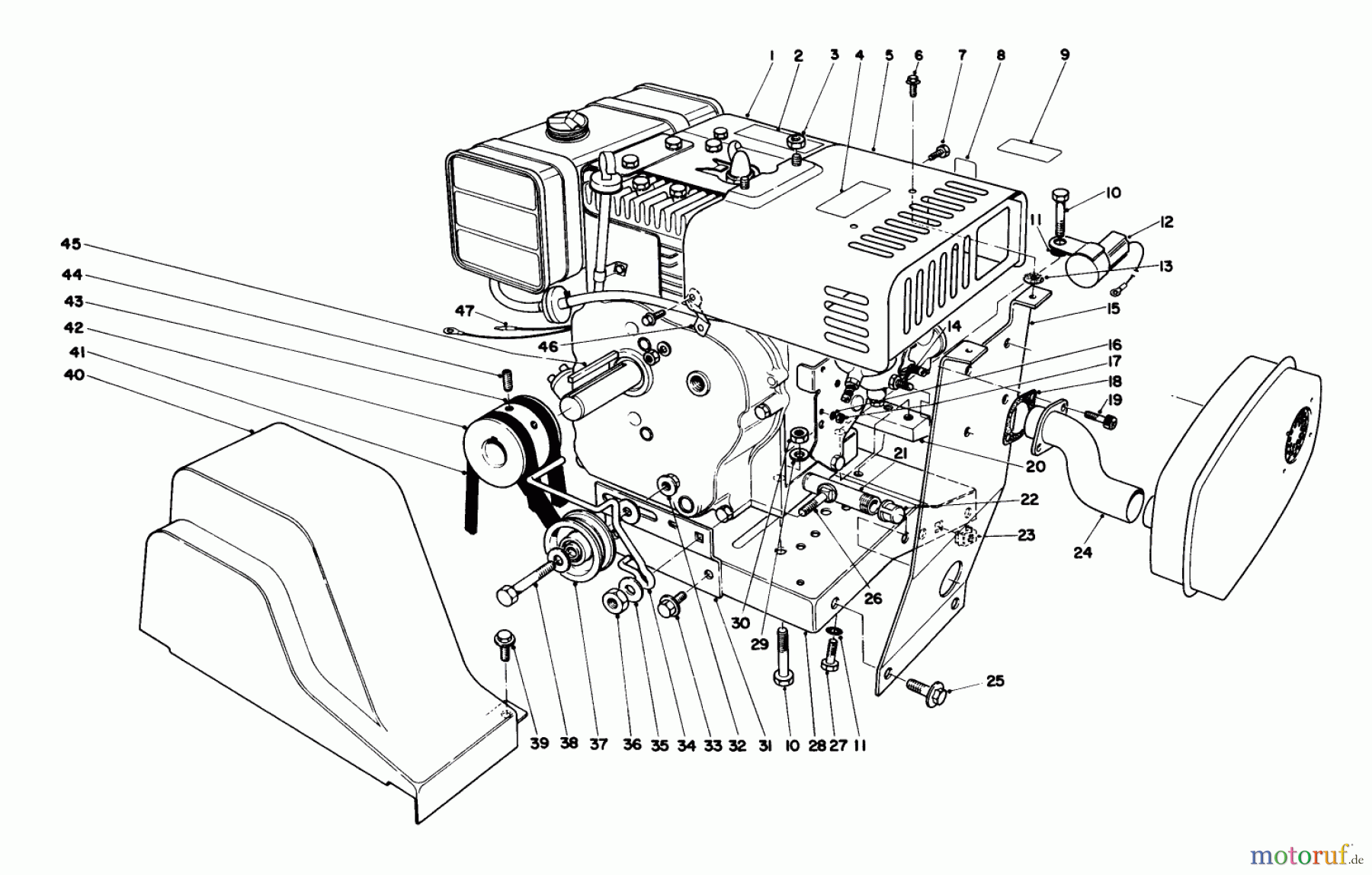 Toro Neu Snow Blowers/Snow Throwers Seite 1 38160 (1132) - Toro 1132 Snowthrower, 1985 (5000001-5999999) ENGINE ASSEMBLY