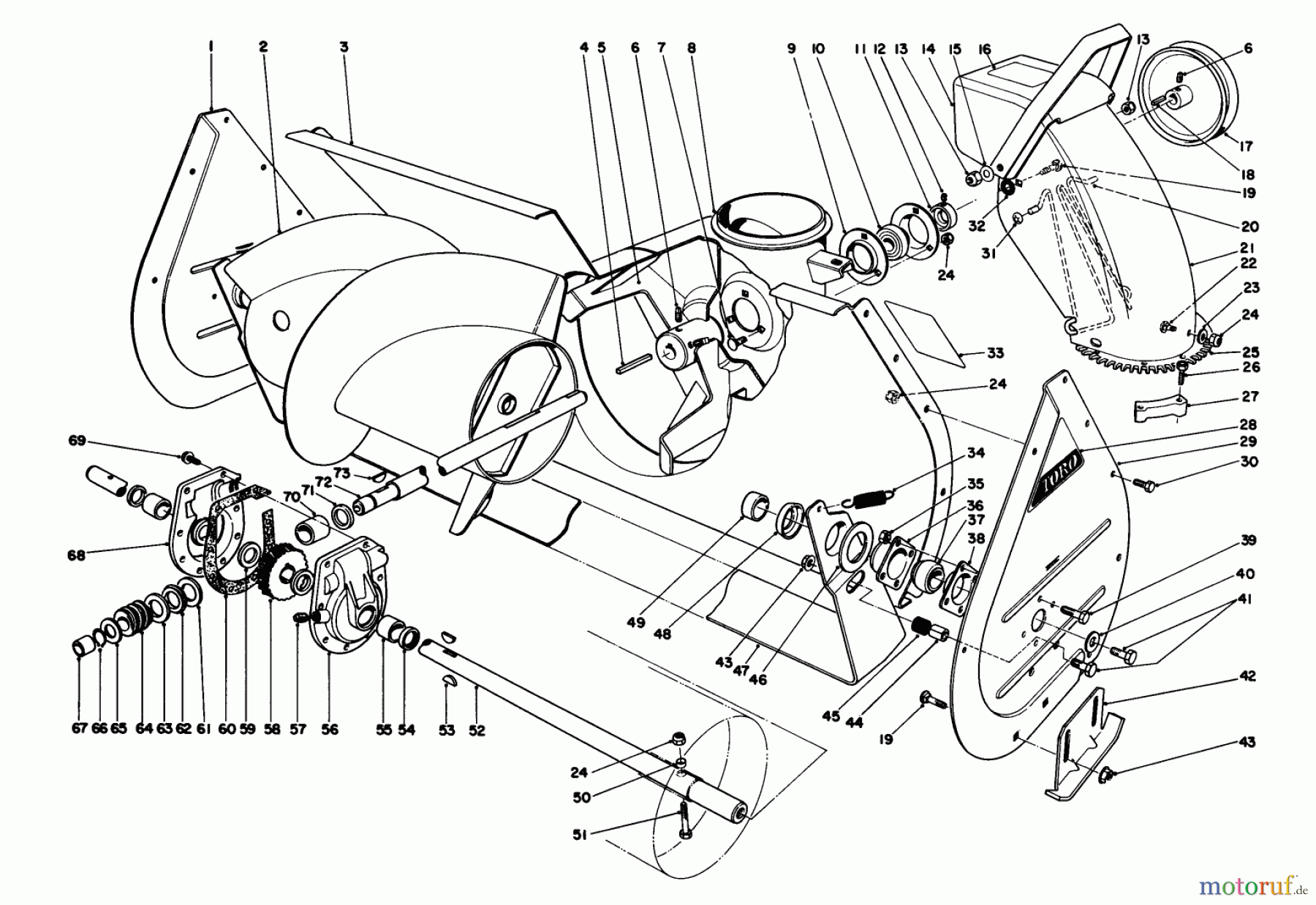 Toro Neu Snow Blowers/Snow Throwers Seite 1 38160 (1132) - Toro 1132 Snowthrower, 1987 (7000001-7999999) AUGER ASSEMBLY