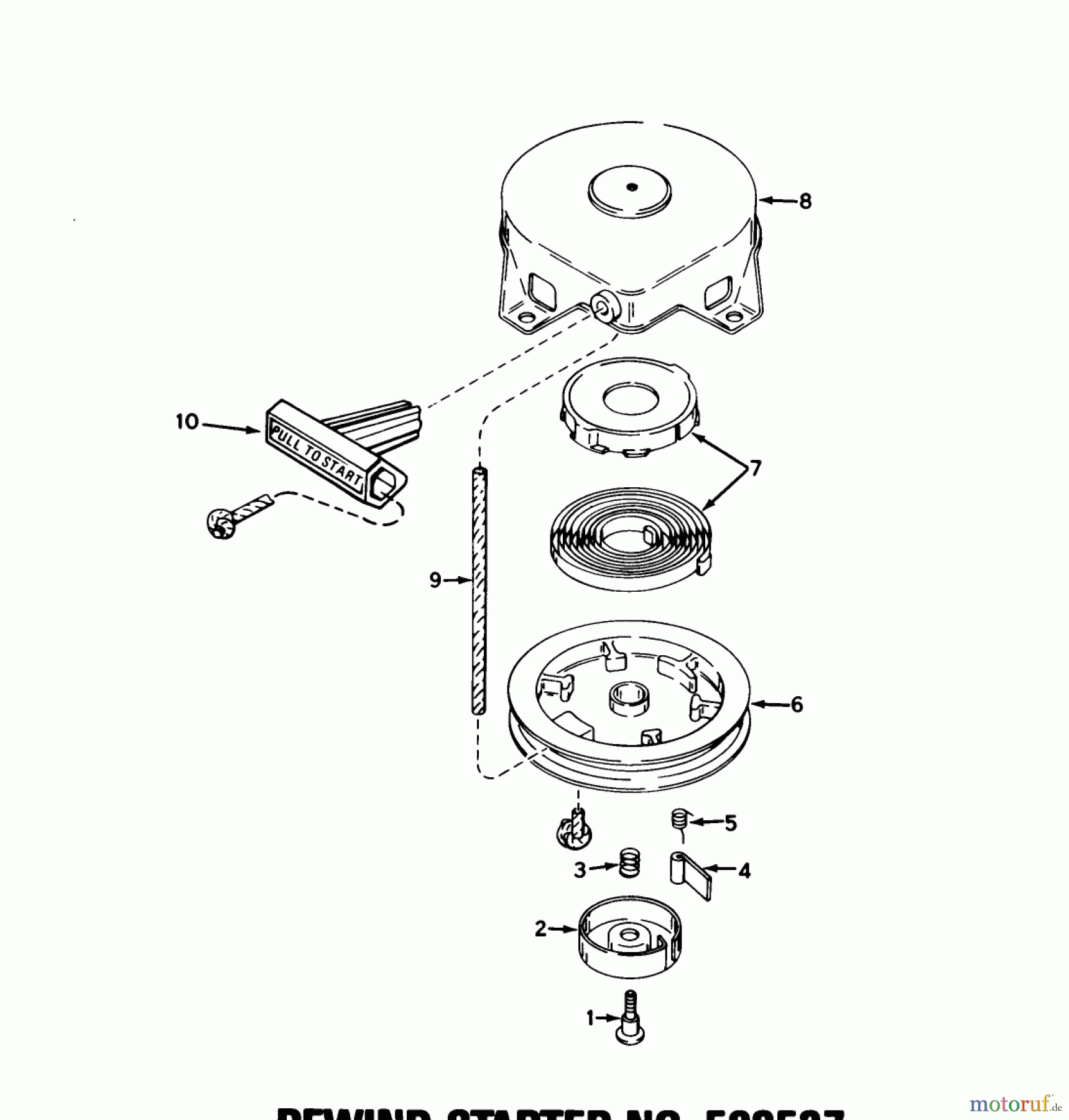Toro Neu Snow Blowers/Snow Throwers Seite 1 38162 (S-620) - Toro S-620 Snowthrower, 1987 (7000001-7999999) REWIND STARTER NO. 590537