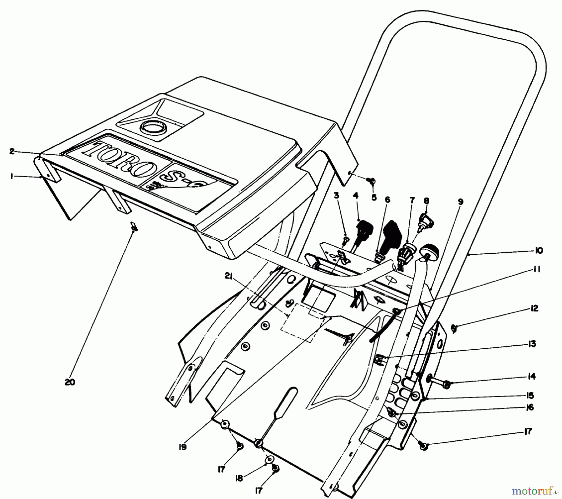 Toro Neu Snow Blowers/Snow Throwers Seite 1 38162 (S-620) - Toro S-620 Snowthrower, 1991 (1000001-1999999) SHROUD & HANDLE ASSEMBLY