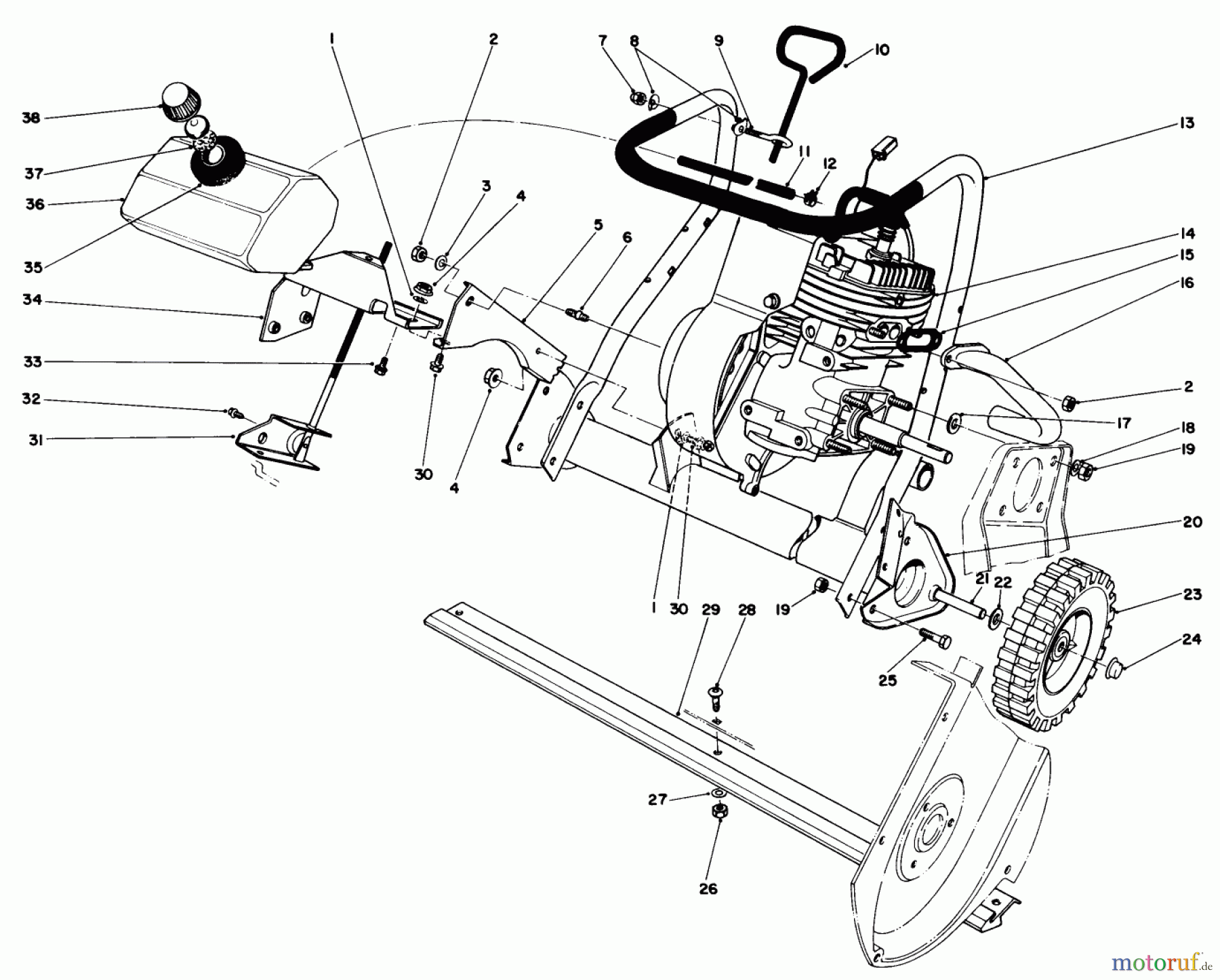Toro Neu Snow Blowers/Snow Throwers Seite 1 38165 (S-620) - Toro S-620 Snowthrower, 1989 (9000001-9999999) ENGINE ASSEMBLY